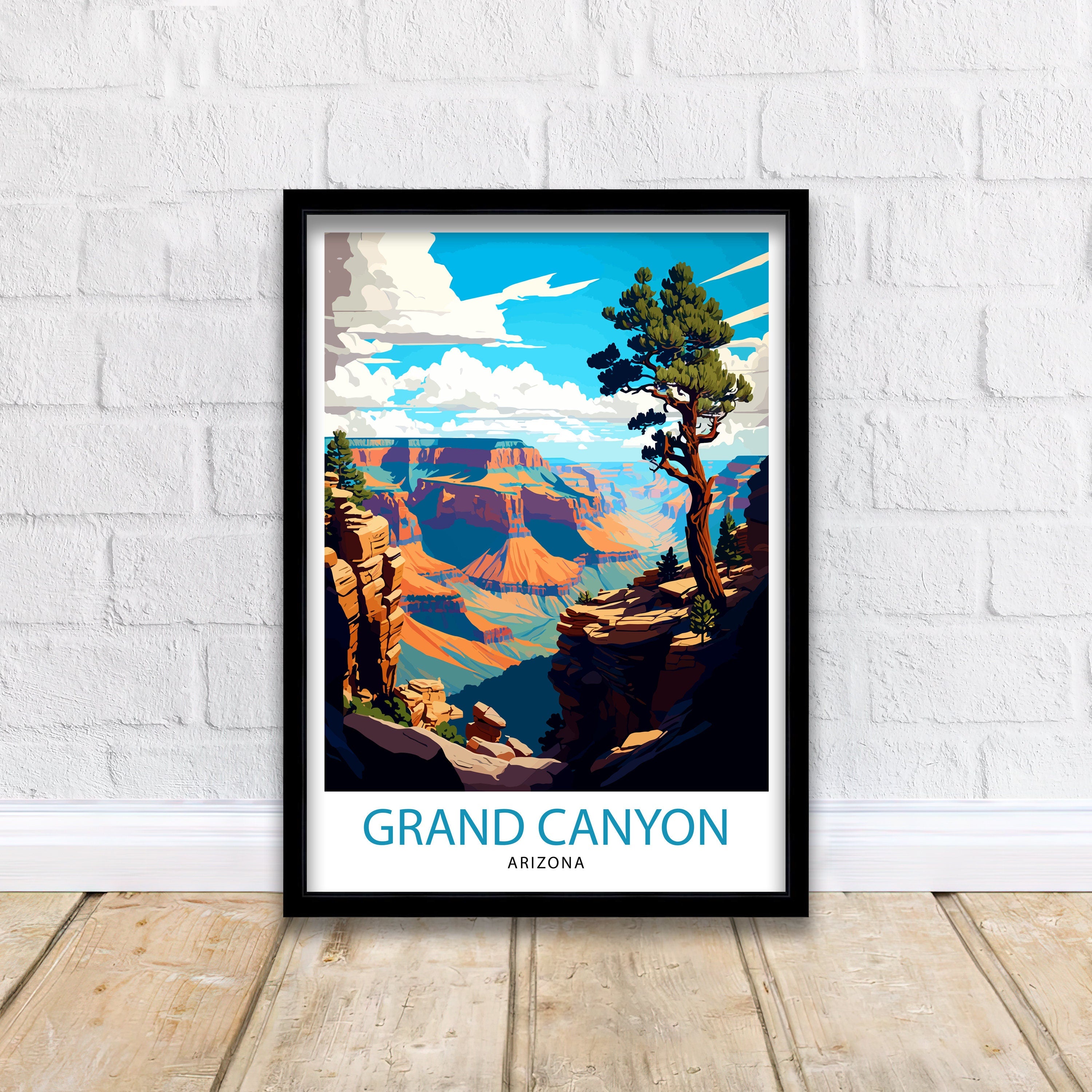 Grand Canyon Travel Print| Grand Canyon Wall Art Grand Canyon Decor Grand Canyon Illustration Travel Poster Gift For Grand Canyon