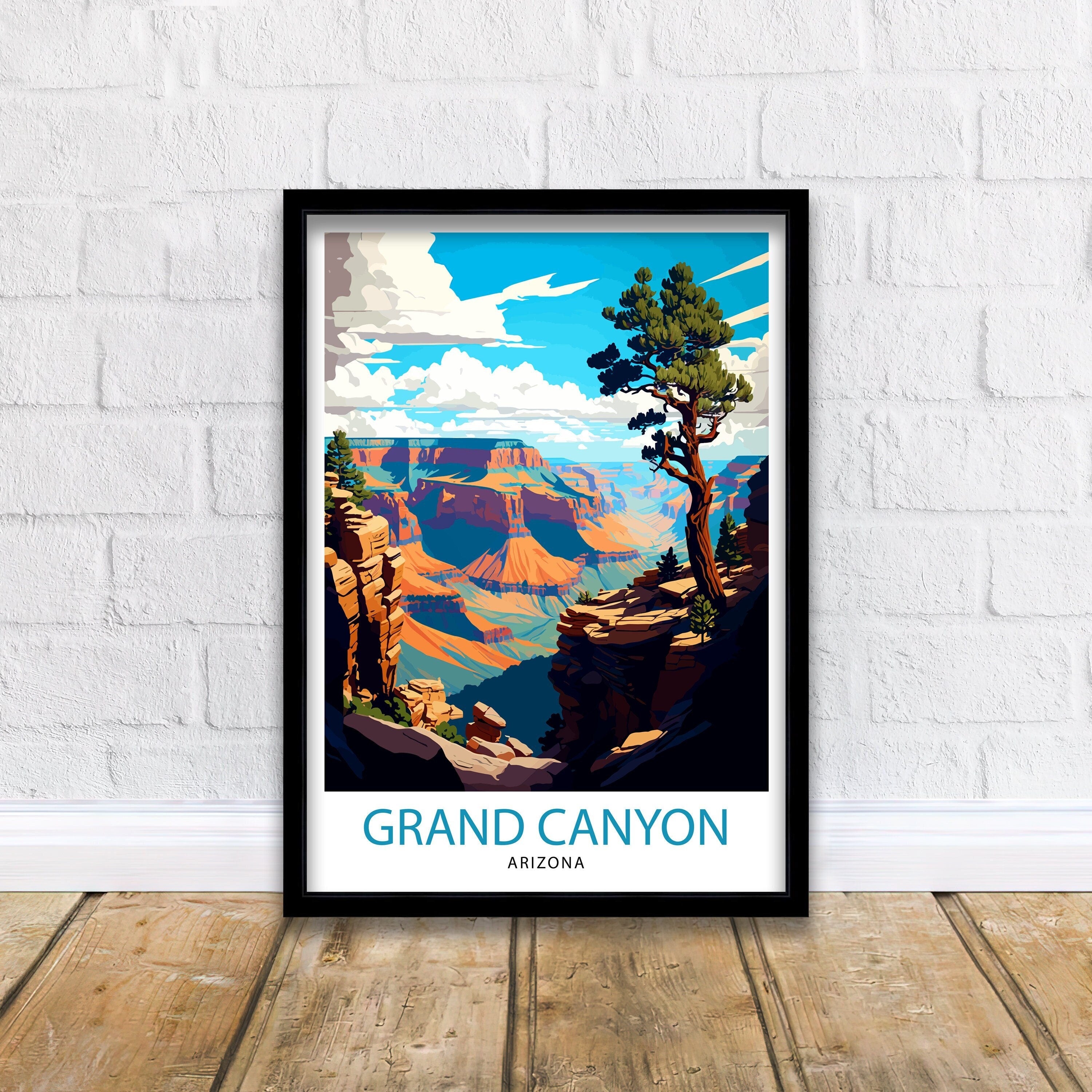 Grand Canyon Travel Print| Grand Canyon Wall Art Grand Canyon Decor Grand Canyon Illustration Travel Poster Gift For Grand Canyon