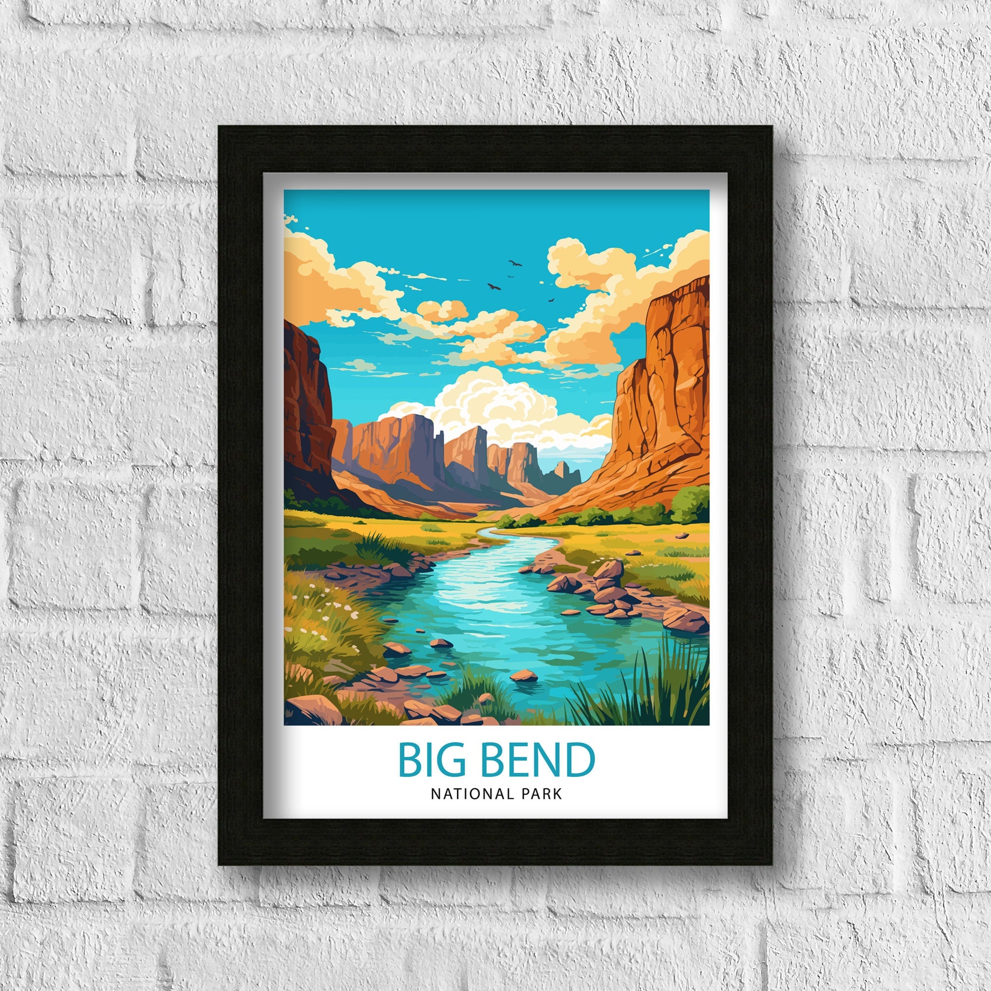 Big Bend National Park Travel Print| Big Bend Wall Decor Texas Home Living Decor Big Bend Texas Illustration Travel Poster Gift