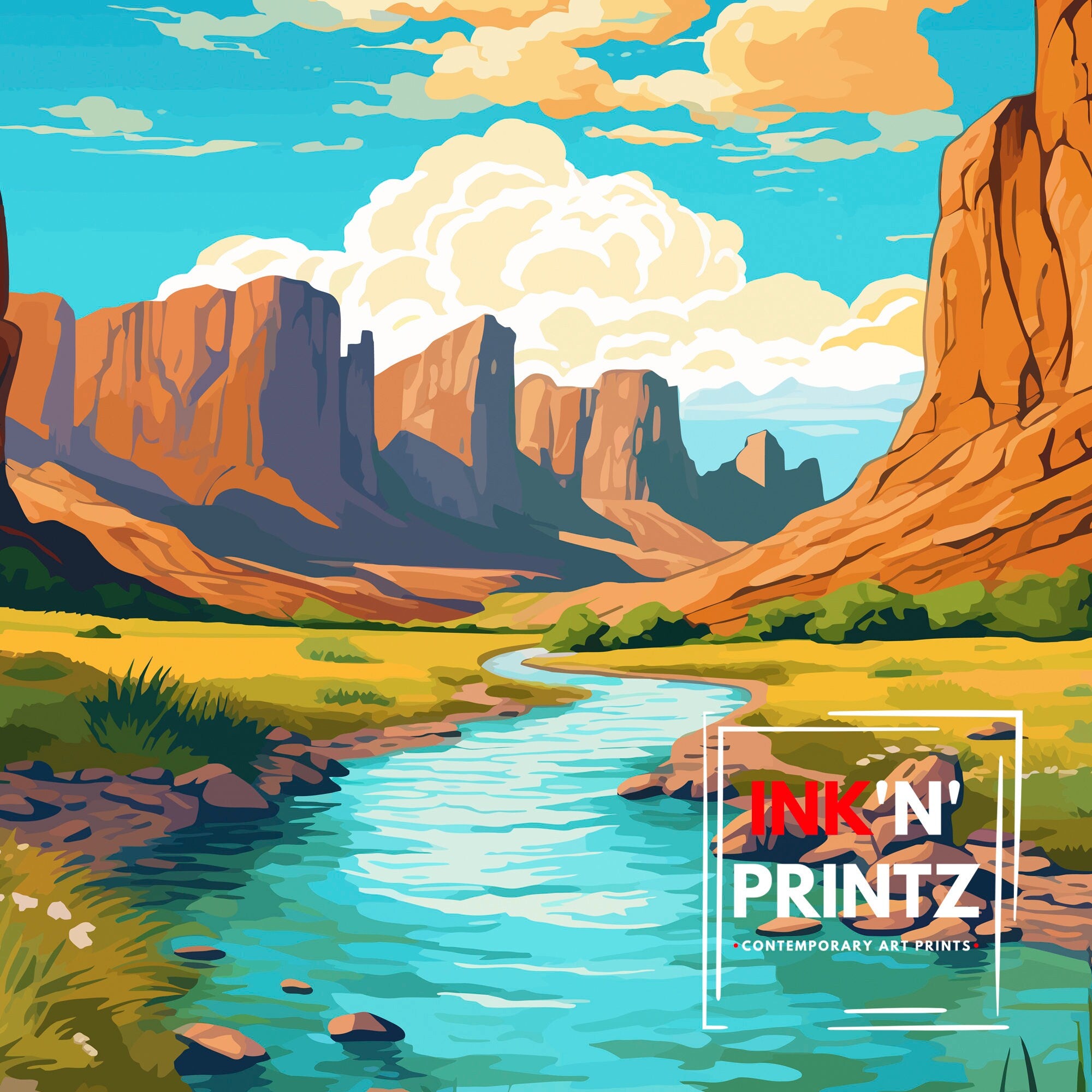 Big Bend National Park Travel Print| Big Bend Wall Decor Texas Home Living Decor Big Bend Texas Illustration Travel Poster Gift