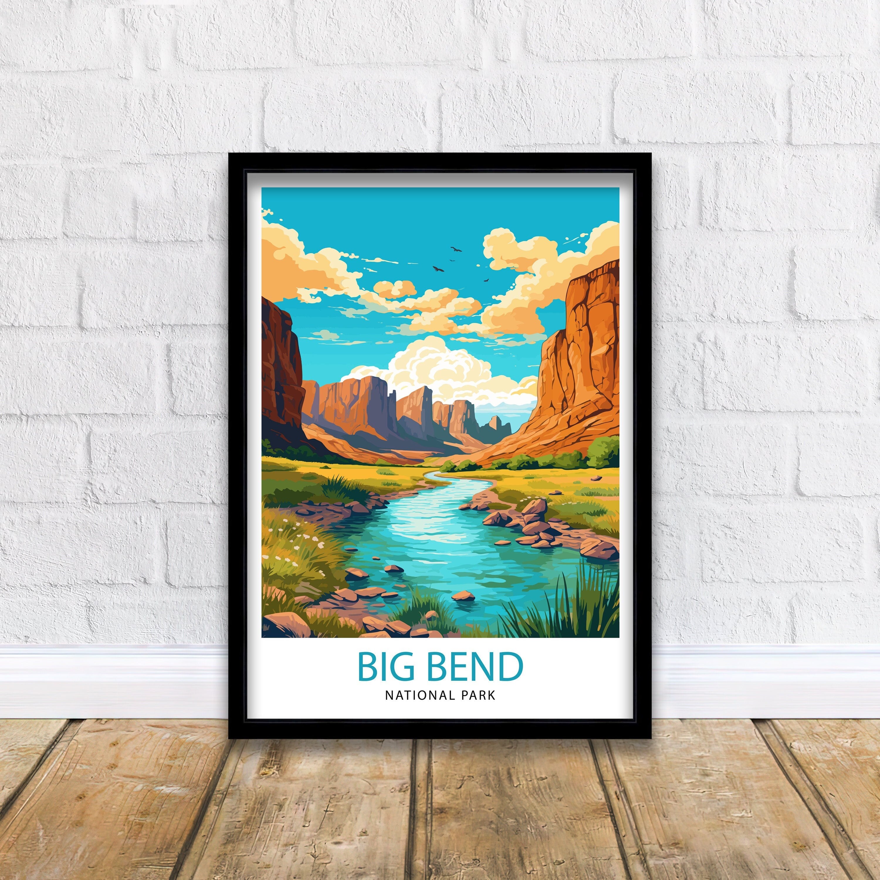 Big Bend National Park Travel Print| Big Bend Wall Decor Texas Home Living Decor Big Bend Texas Illustration Travel Poster Gift