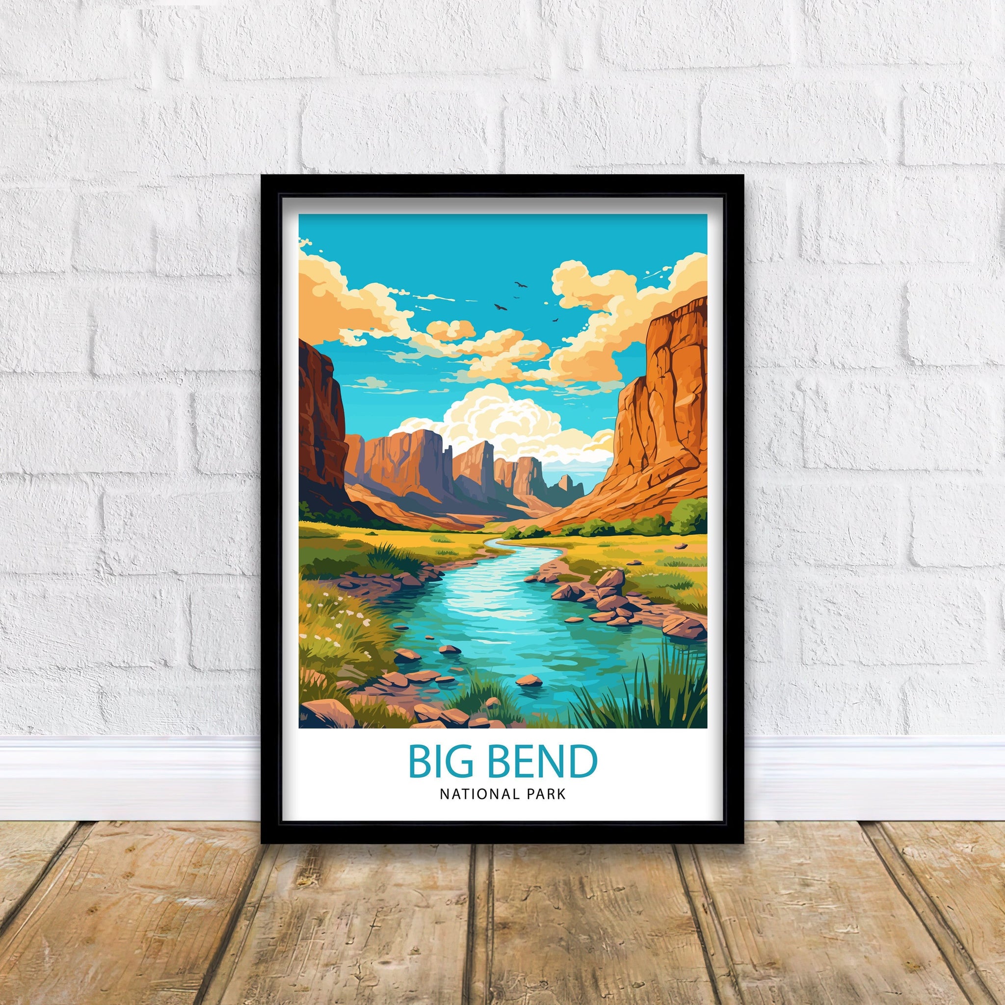 Big Bend National Park Travel Print| Big Bend Wall Decor Texas Home Living Decor Big Bend Texas Illustration Travel Poster Gift