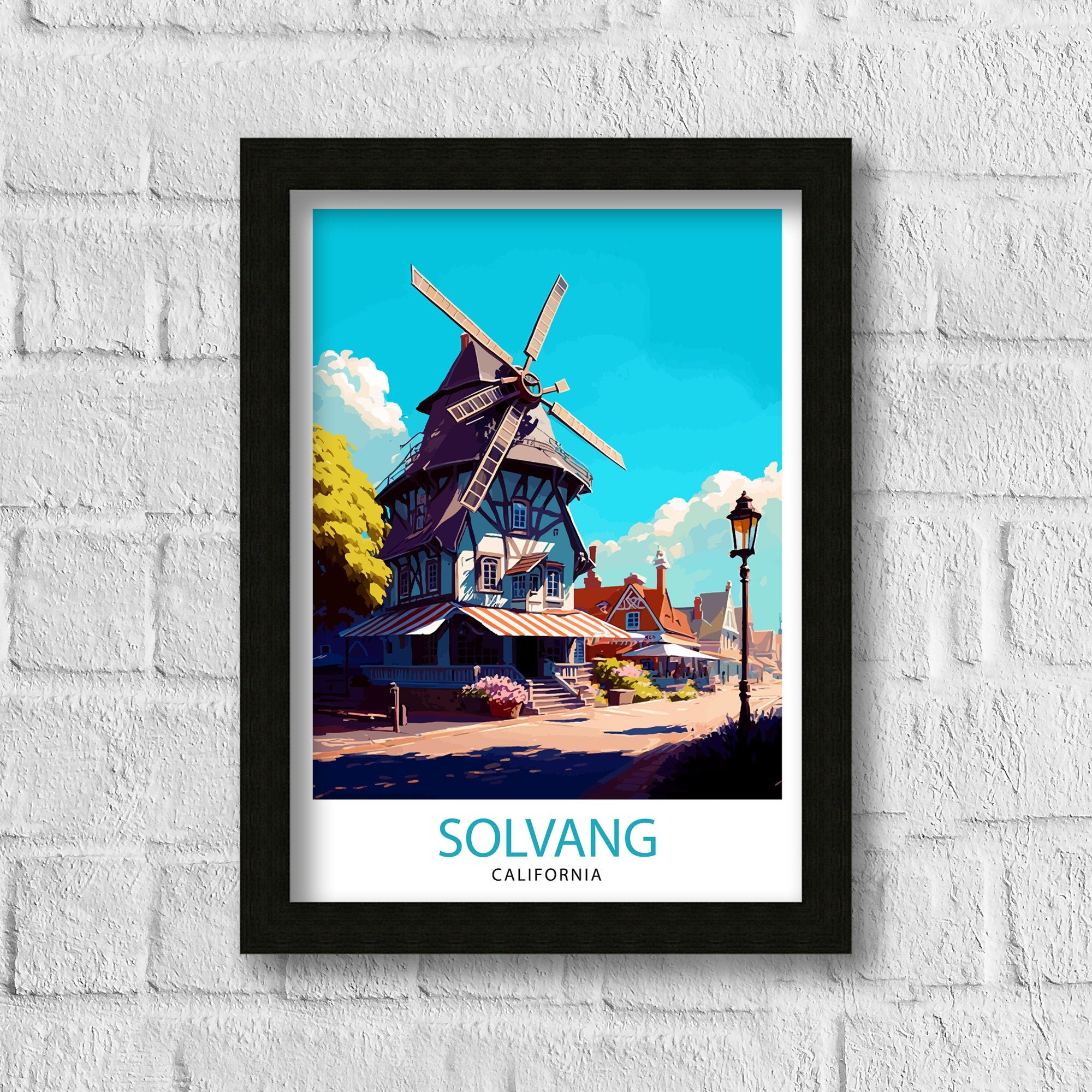 Solvang California Travel Print| Solvang Wall Decor, Solvang Home Living Decor Solvang Illustration Travel Poster Gift For Solvang