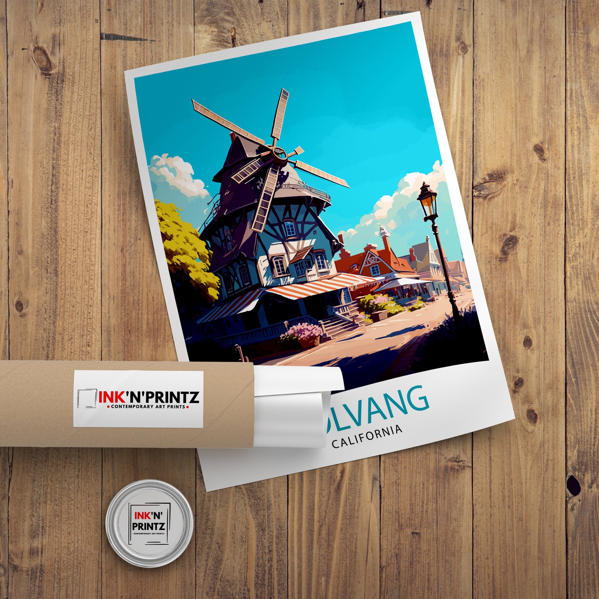 Solvang California Travel Print| Solvang Wall Decor, Solvang Home Living Decor Solvang Illustration Travel Poster Gift For Solvang