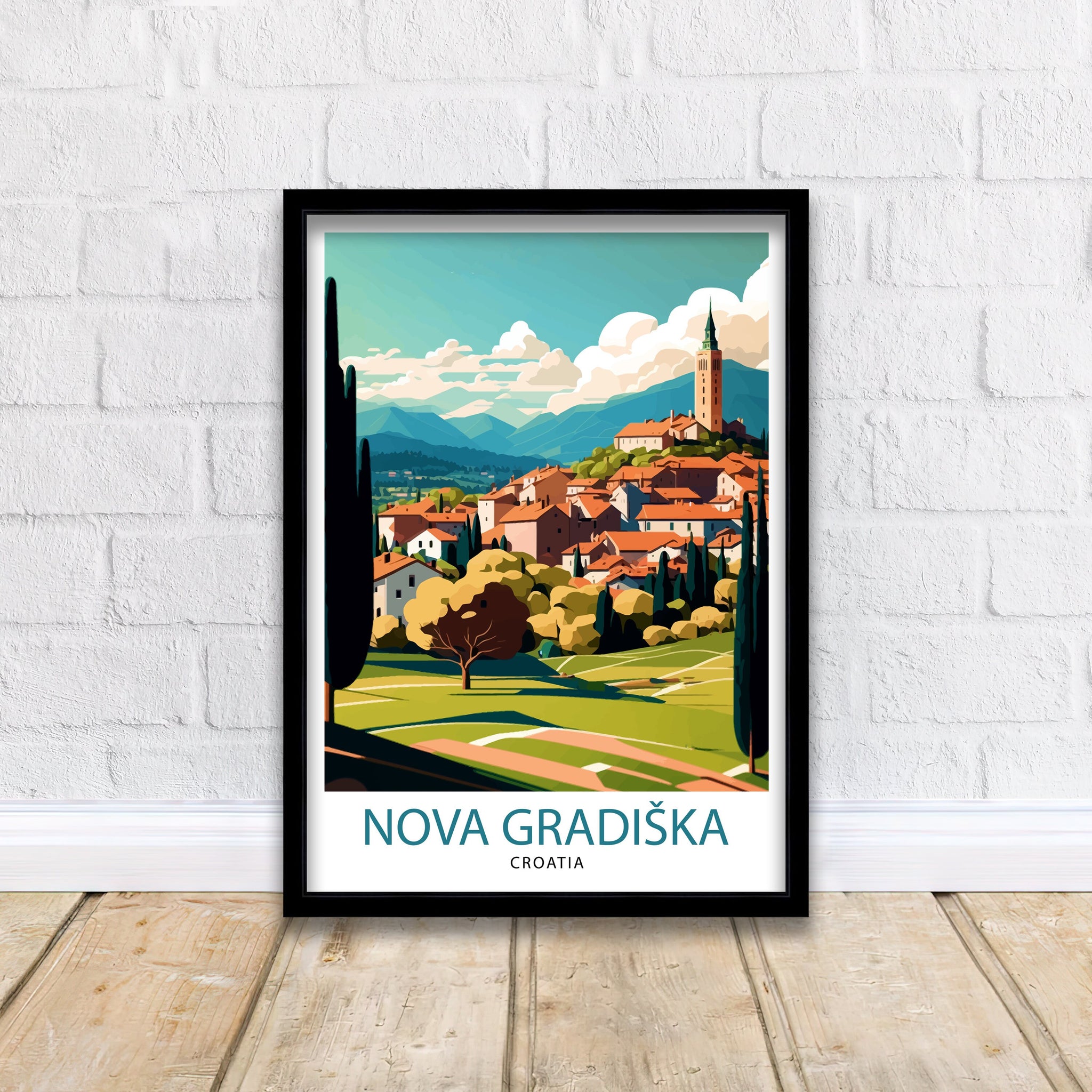 Nova Gradiška Croatia Travel Print , Croatian Cityscape Wall Art, Croatia Travel Poster, Nova Gradiška Souvenir, Home Decor