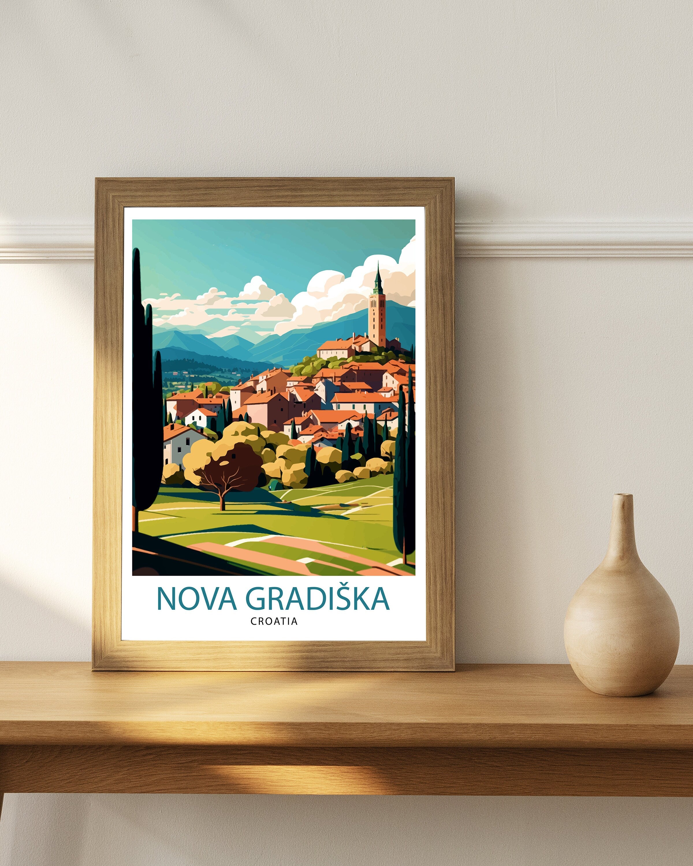 Nova Gradiška Croatia Travel Print , Croatian Cityscape Wall Art, Croatia Travel Poster, Nova Gradiška Souvenir, Home Decor
