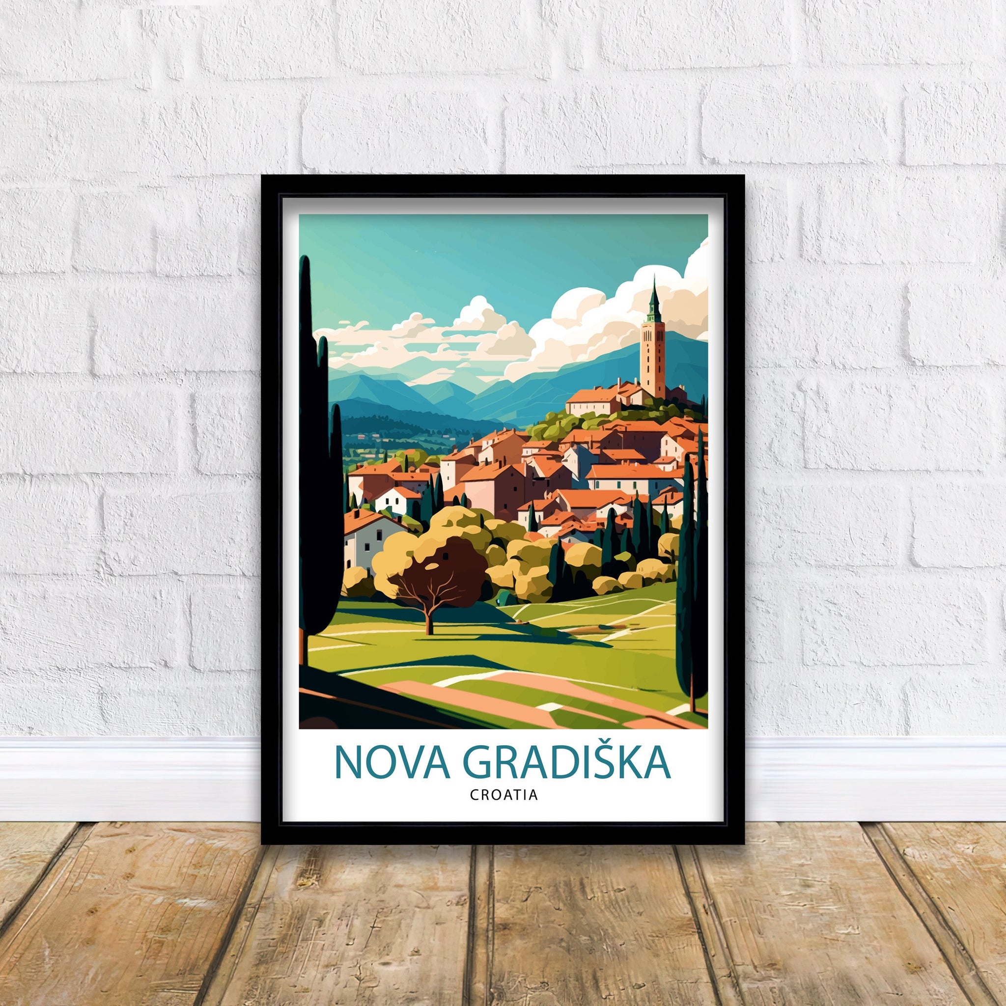 Nova Gradiška Croatia Travel Print , Croatian Cityscape Wall Art, Croatia Travel Poster, Nova Gradiška Souvenir, Home Decor