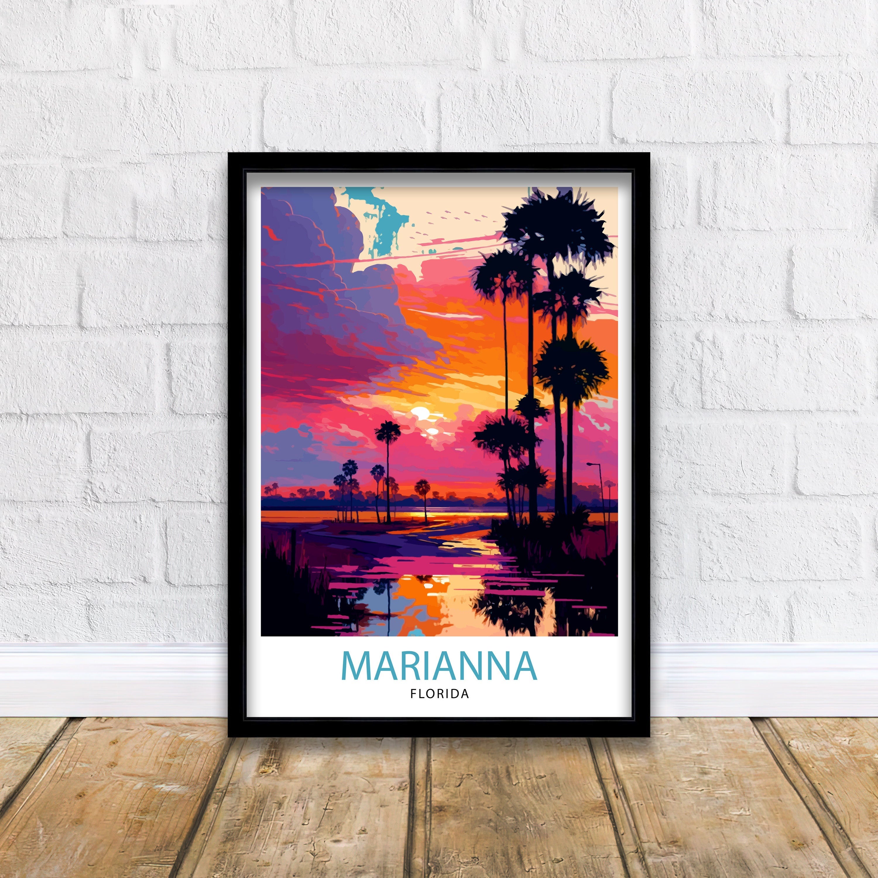 Marianna Florida Travel Print| Marianna Wall Art Florida State Decor Travel Poster Marianna Cityscape Print Home Decor