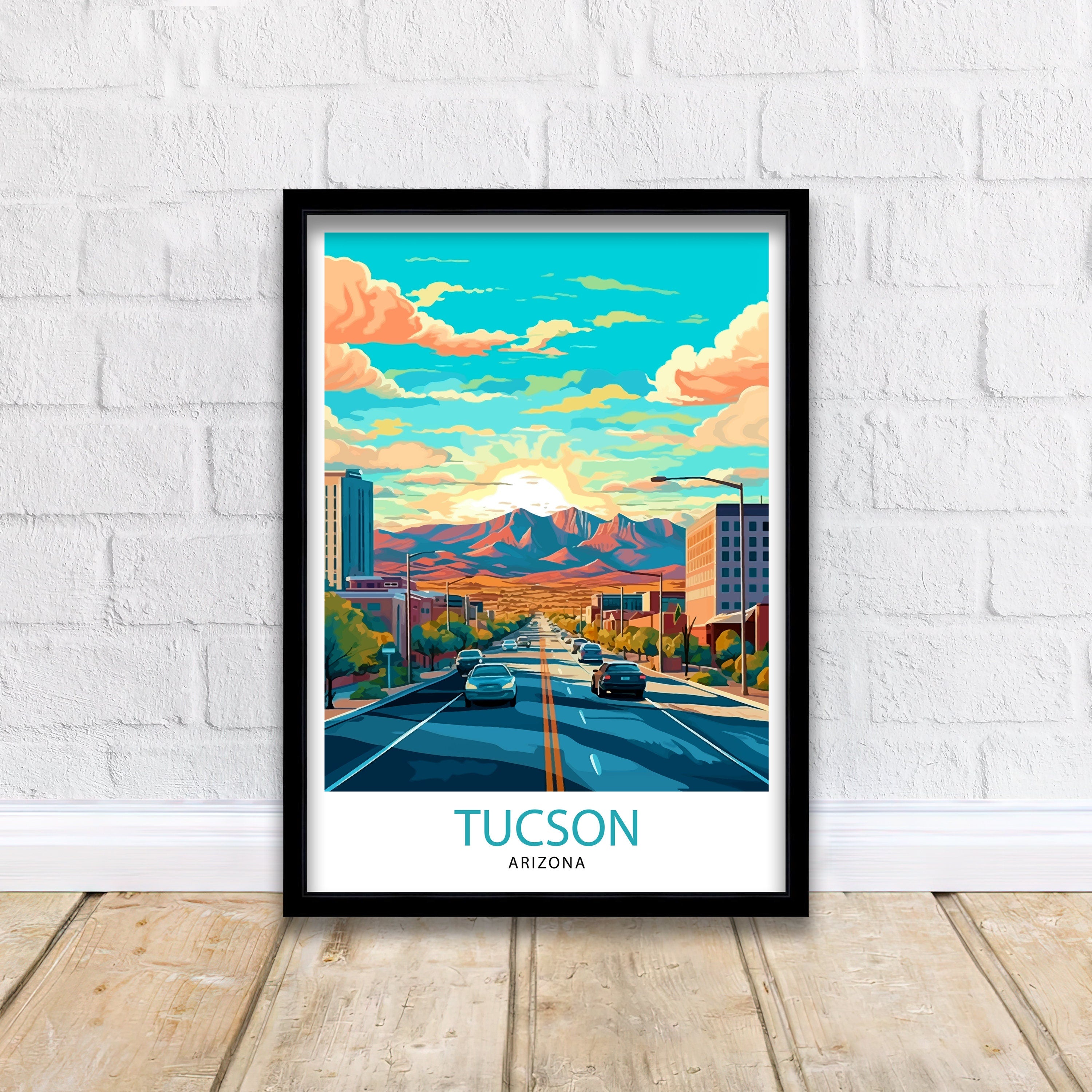 Tucson Arizona Travel Print| Tucson Wall Art Tucson Home Decor Tucson Illustration Travel Poster Arizona Gift Southwest Wall Decor