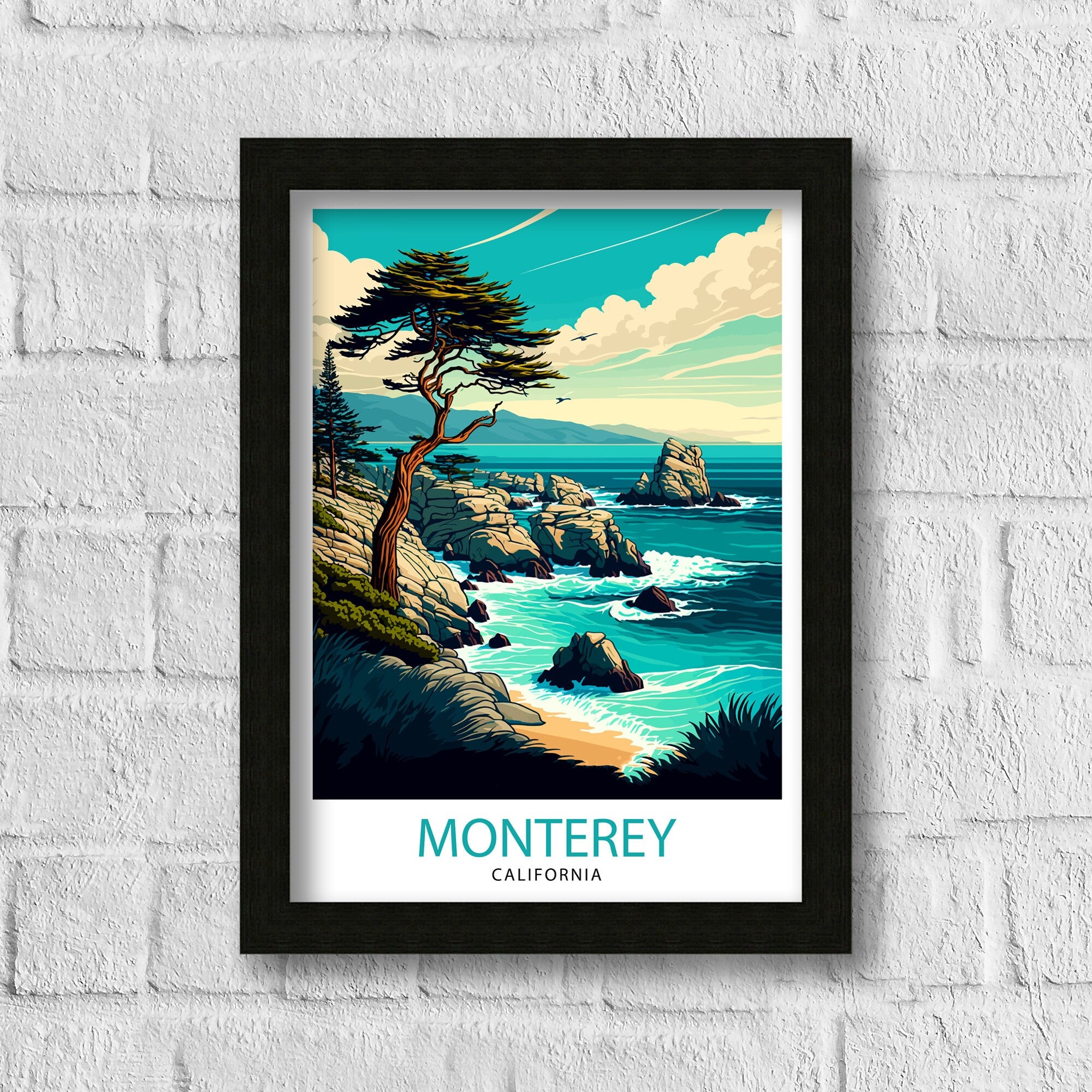 Monterey California Travel Print| Monterey Wall Decor Monterey Home Living Decor Monterey Illustration Travel Poster Gift For Monterey