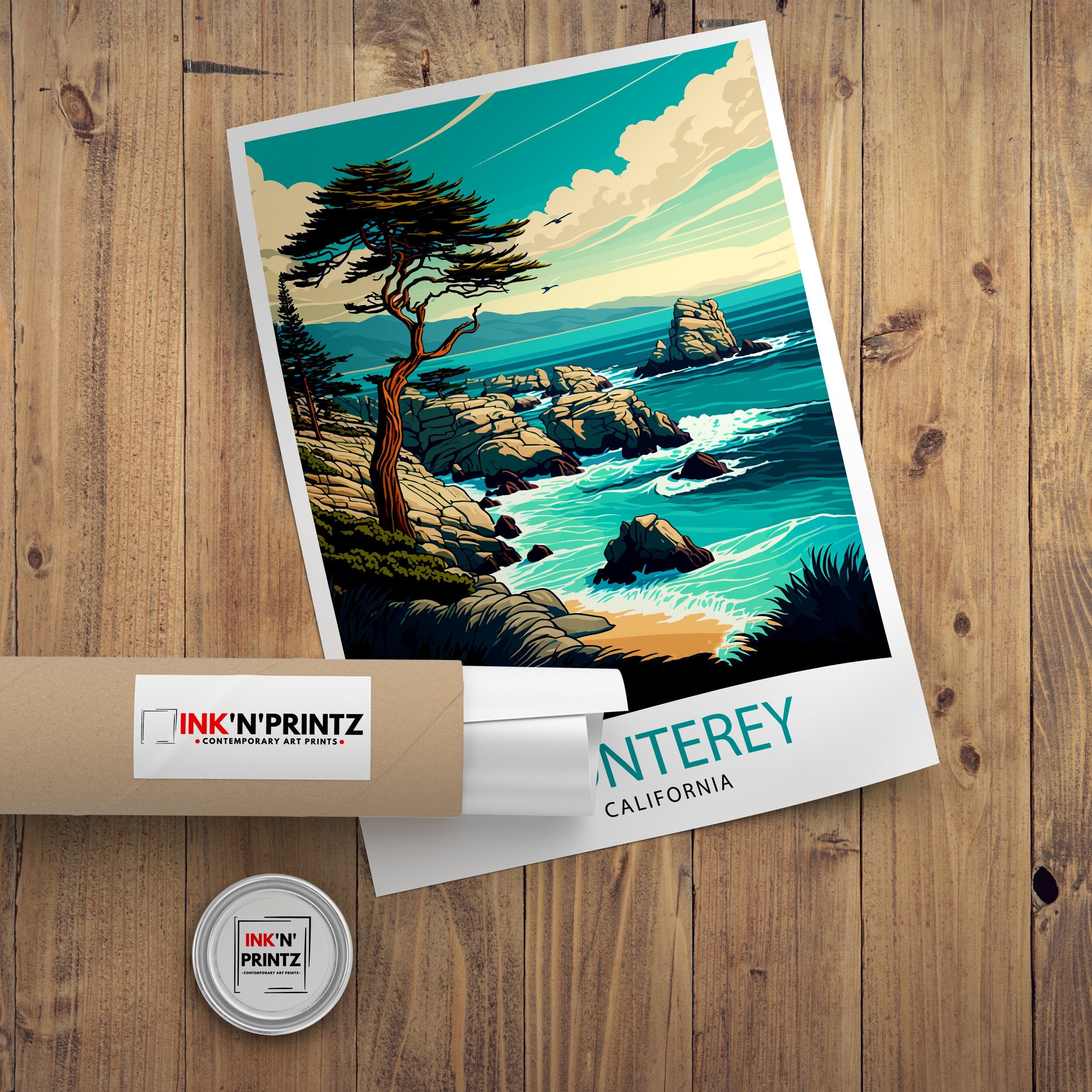 Monterey California Travel Print| Monterey Wall Decor Monterey Home Living Decor Monterey Illustration Travel Poster Gift For Monterey