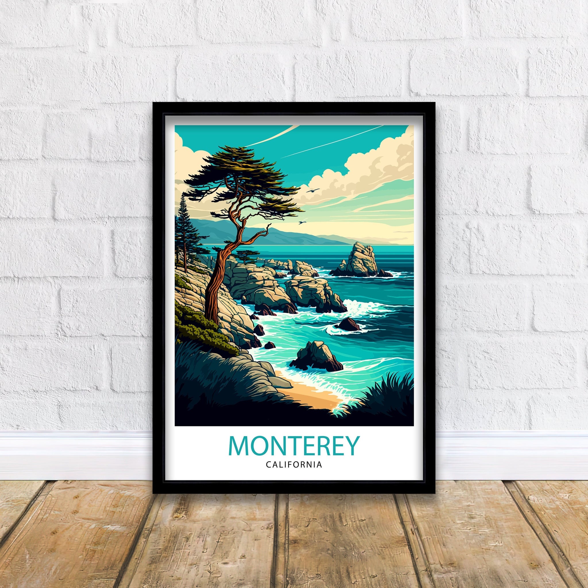 Monterey California Travel Print| Monterey Wall Decor Monterey Home Living Decor Monterey Illustration Travel Poster Gift For Monterey