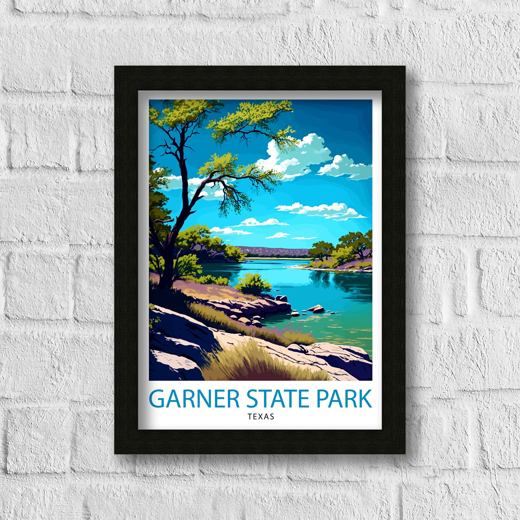 Garner State Texas Travel Print| Texas Wall Decor Texas Home Living Decor Garner State Park Illustration Travel Poster Gift for Texas Home