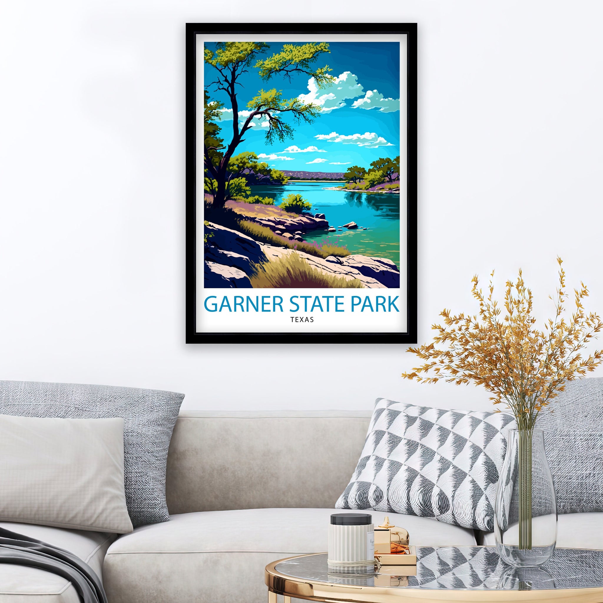 Garner State Texas Travel Print| Texas Wall Decor Texas Home Living Decor Garner State Park Illustration Travel Poster Gift for Texas Home