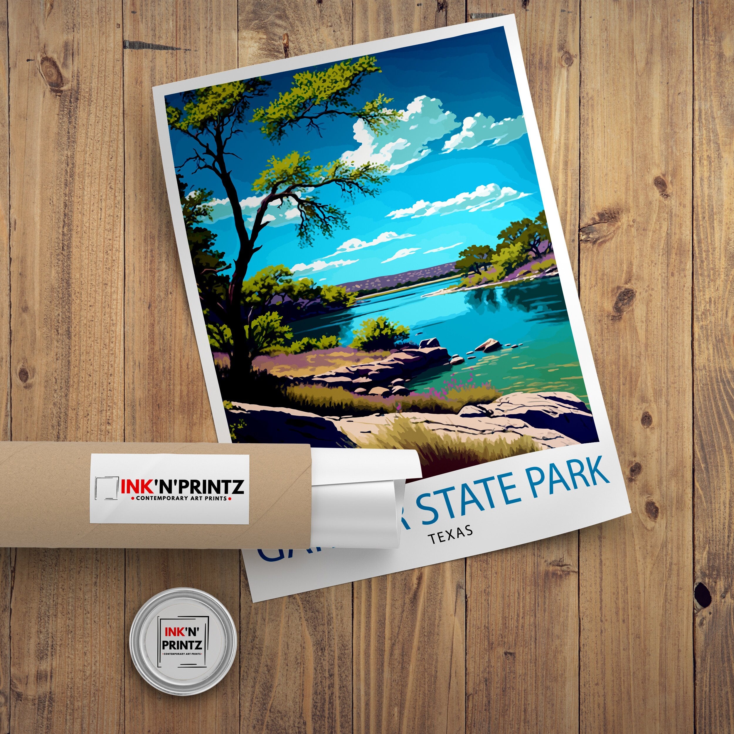 Garner State Texas Travel Print| Texas Wall Decor Texas Home Living Decor Garner State Park Illustration Travel Poster Gift for Texas Home