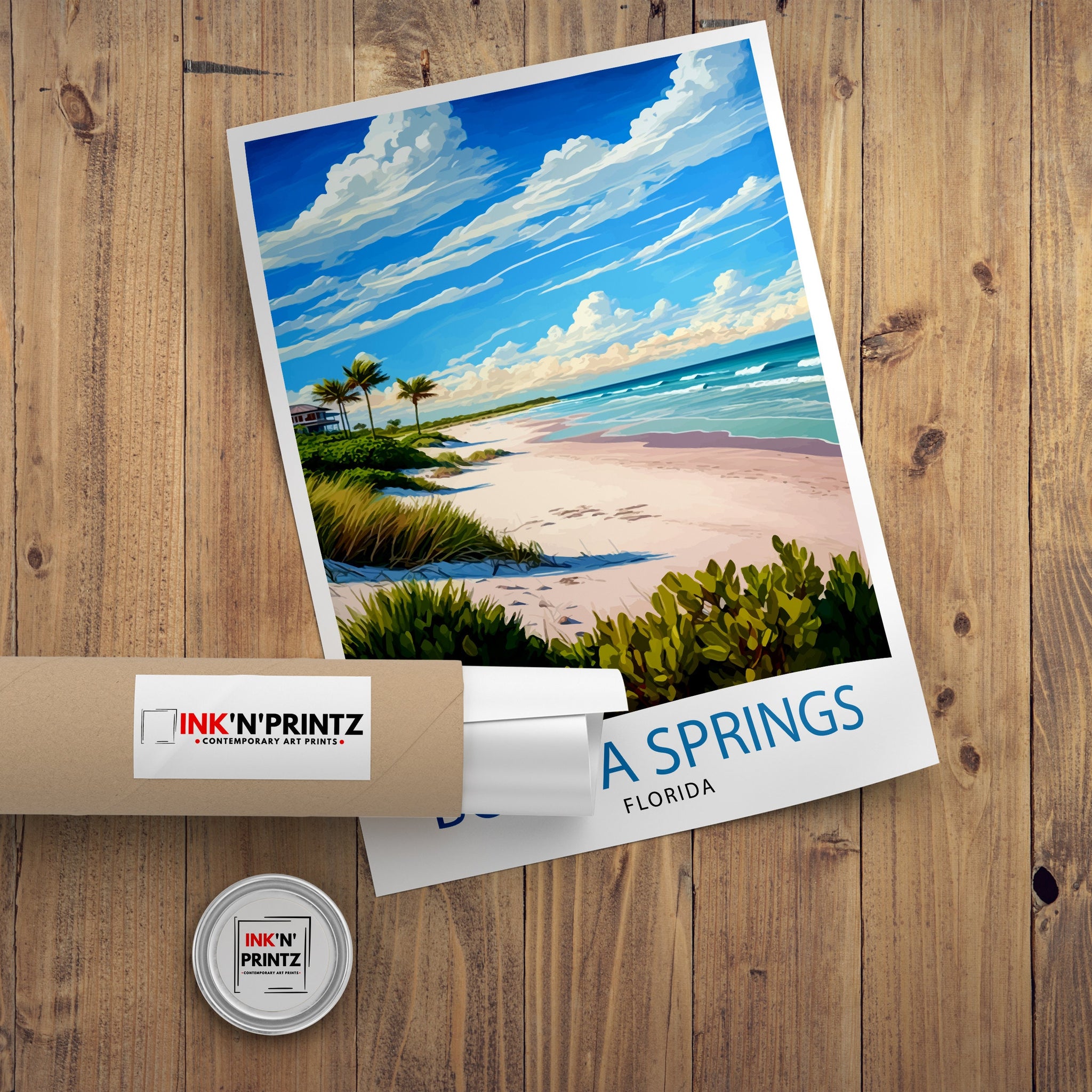 Bonita Springs Florida Travel Print| Wall Art Decor Florida Travel Poster Gift for Florida Lovers Bonita Springs Illustration Florida Beach