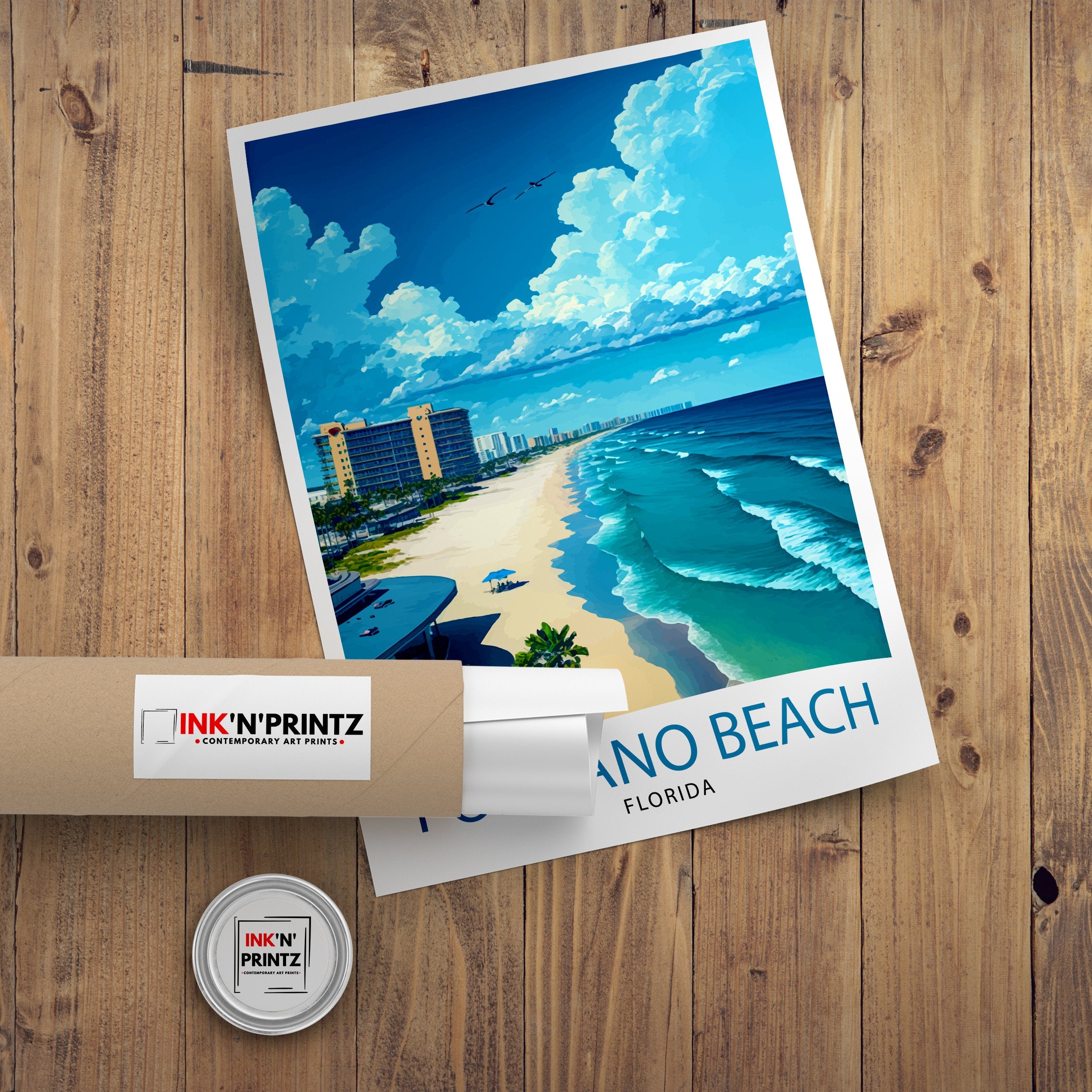 Pompano Beach Florida Travel Print| Pompano Beach Wall Art Florida Beach Decor Travel Poster Gift for Pompano Beach Florida Home Decor