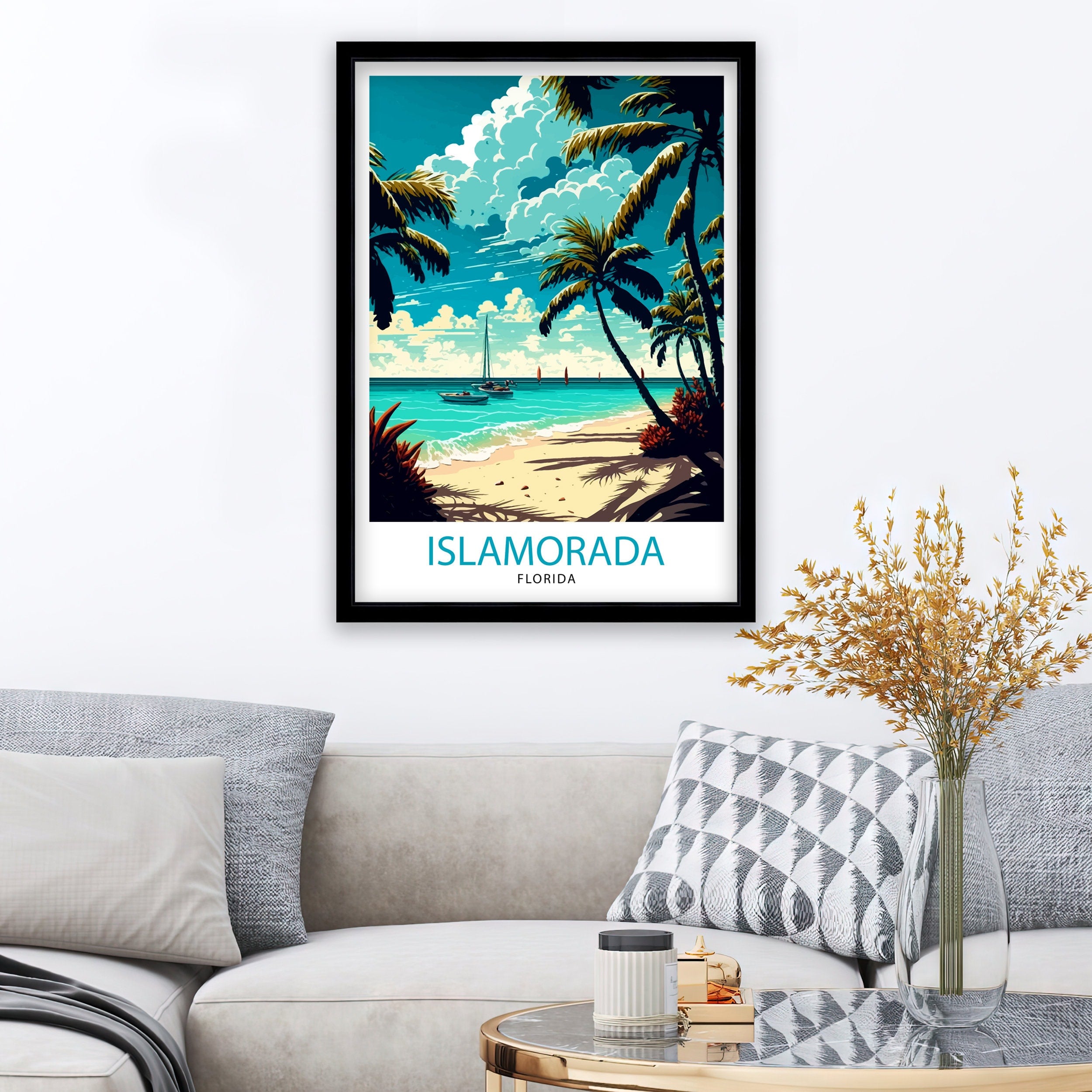 Islamorada Florida Travel Print| Islamorada Wall Art Florida Keys Illustration Travel Poster Gift For Florida Traveler Home Decor