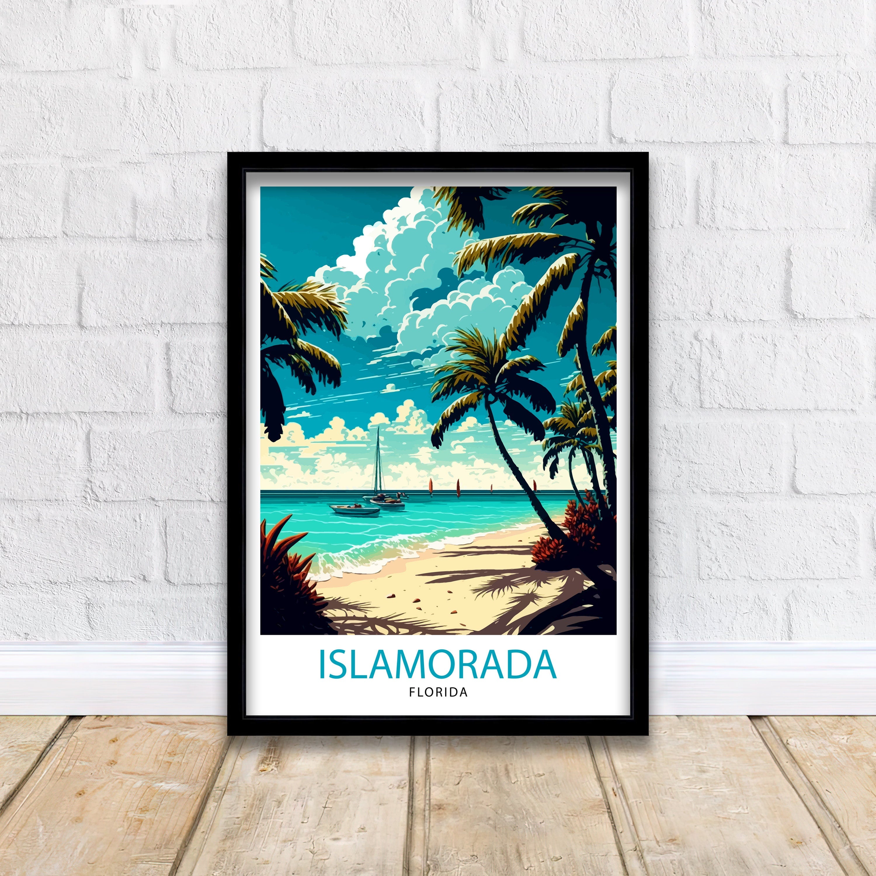 Islamorada Florida Travel Print| Islamorada Wall Art Florida Keys Illustration Travel Poster Gift For Florida Traveler Home Decor