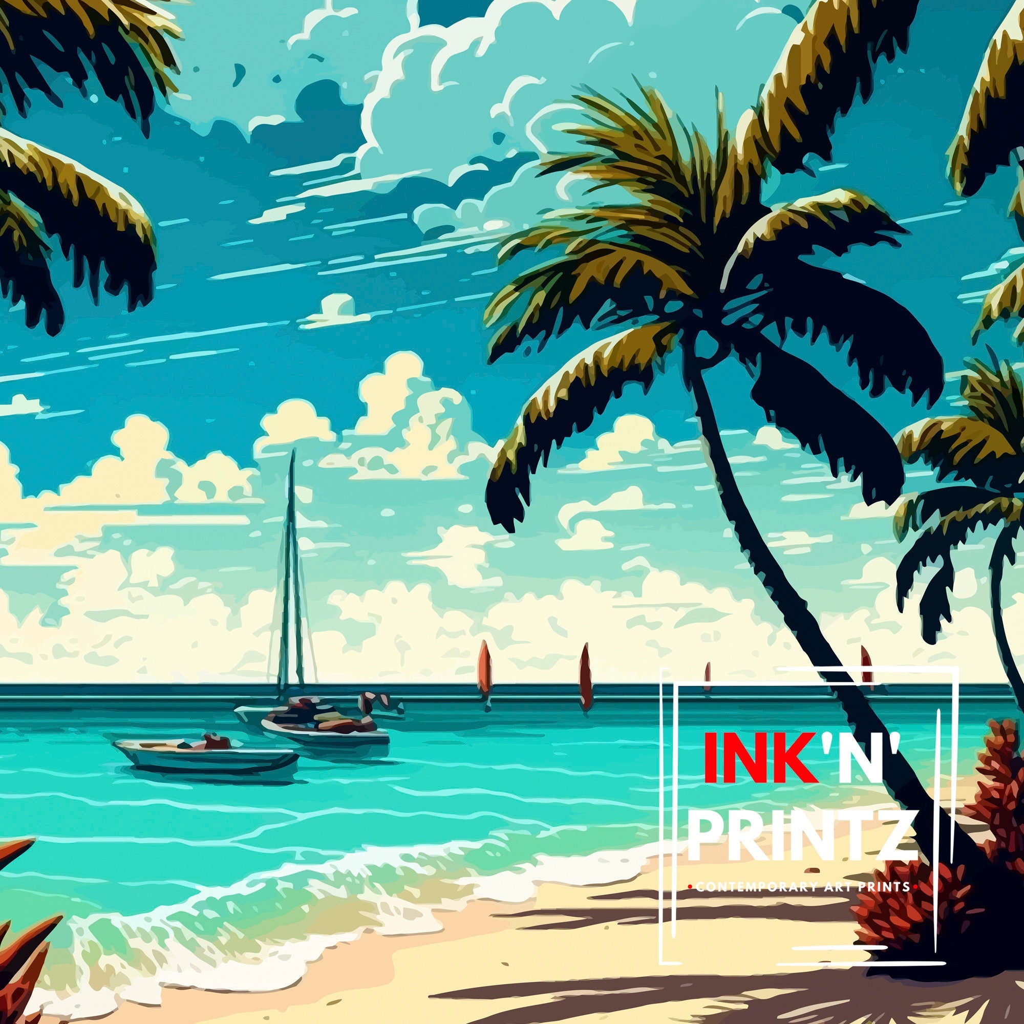 Islamorada Florida Travel Print| Islamorada Wall Art Florida Keys Illustration Travel Poster Gift For Florida Traveler Home Decor