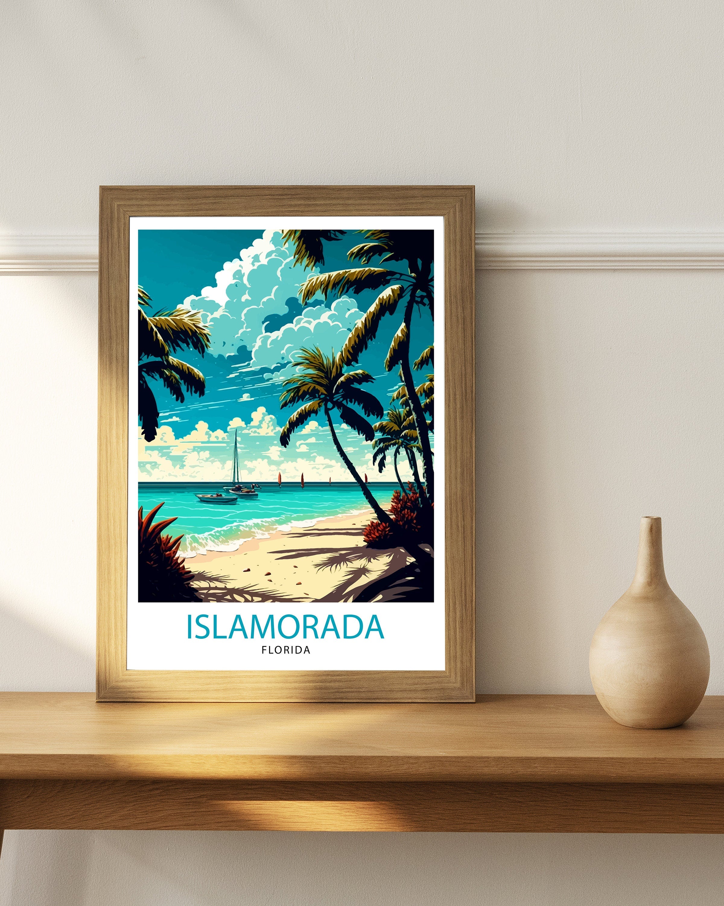 Islamorada Florida Travel Print| Islamorada Wall Art Florida Keys Illustration Travel Poster Gift For Florida Traveler Home Decor