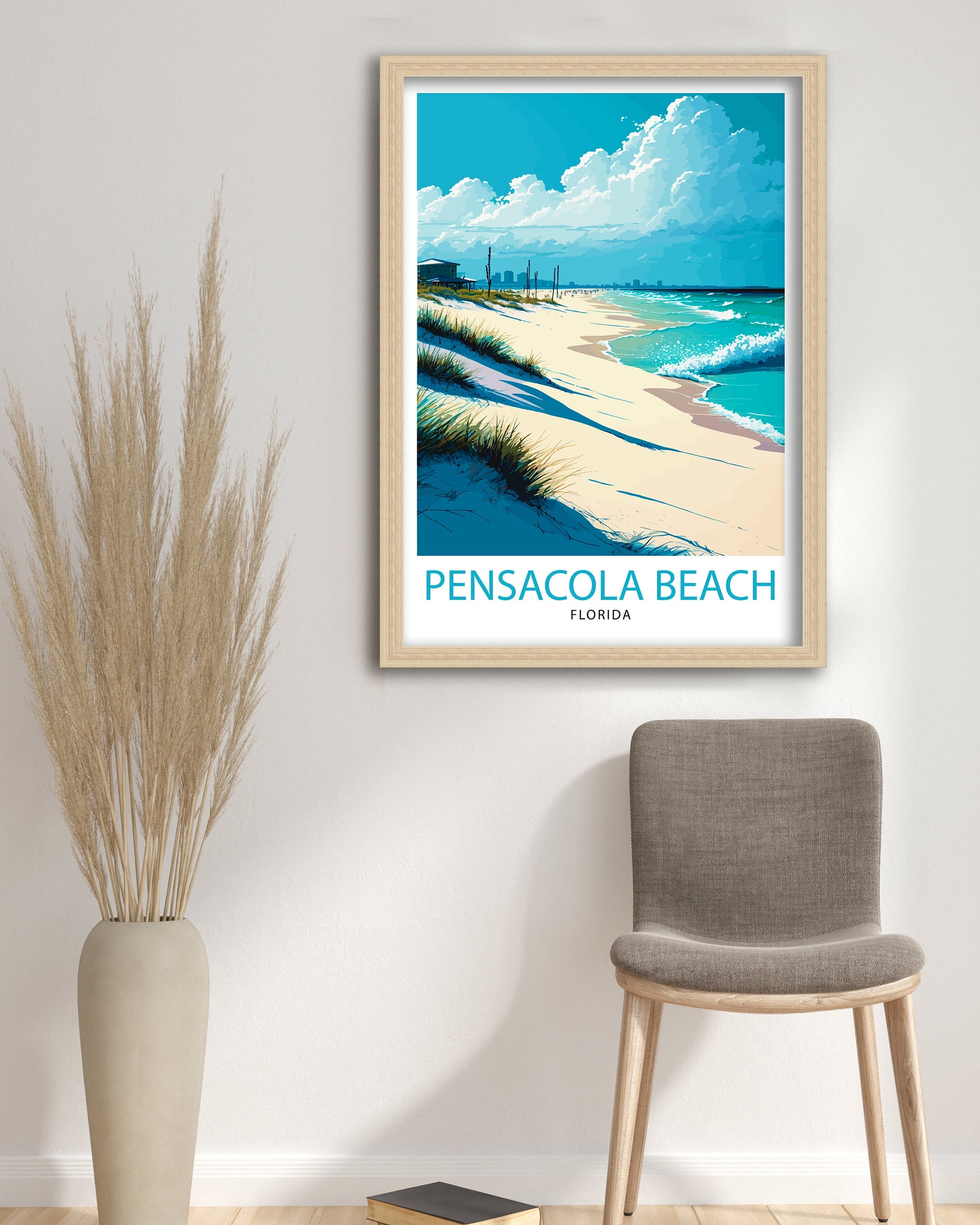 Pensacola Beach Florida Travel Print| Pensacola Wall Art Pensacola Beach Decor Pensacola Illustration Travel Poster Gift For Pensacola