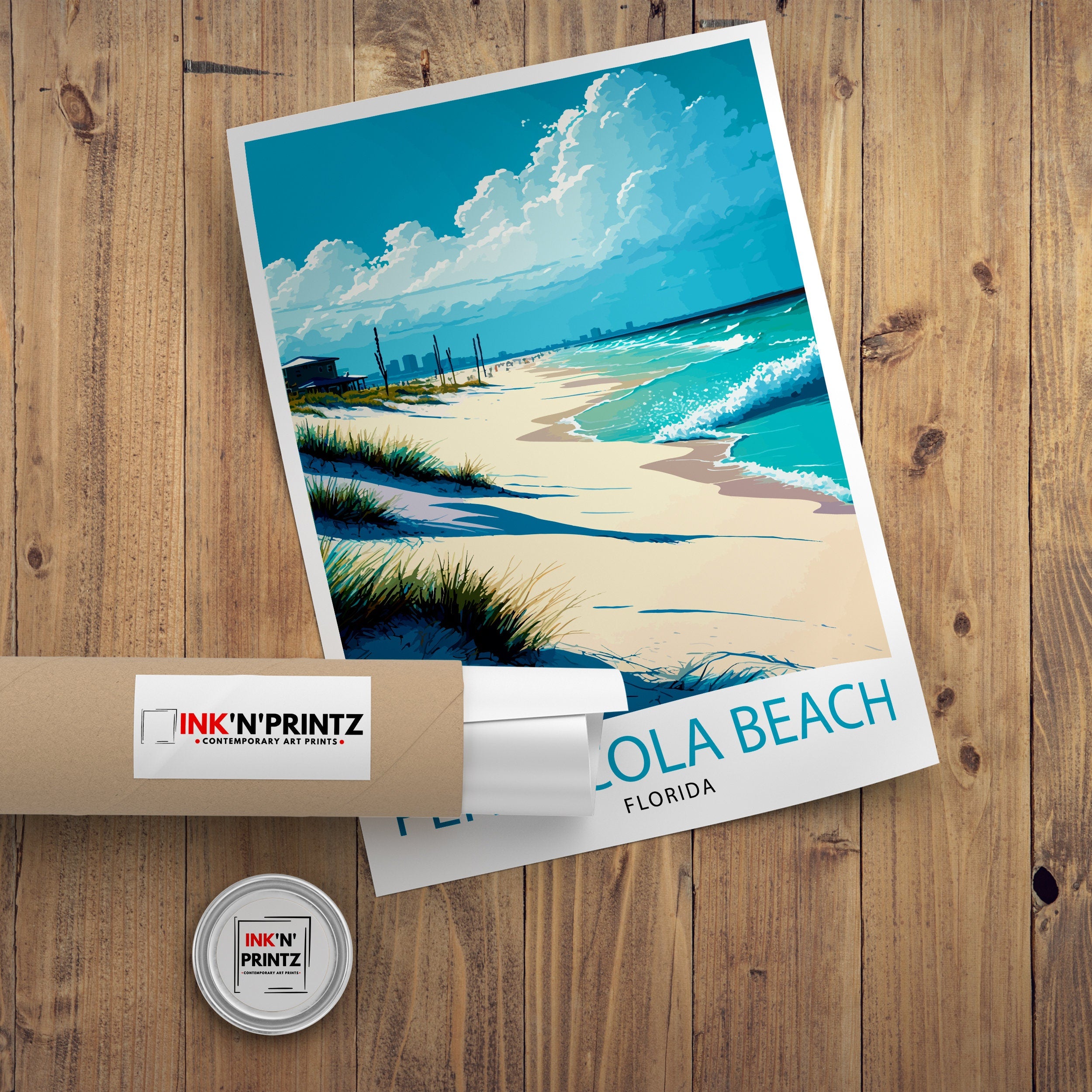 Pensacola Beach Florida Travel Print| Pensacola Wall Art Pensacola Beach Decor Pensacola Illustration Travel Poster Gift For Pensacola