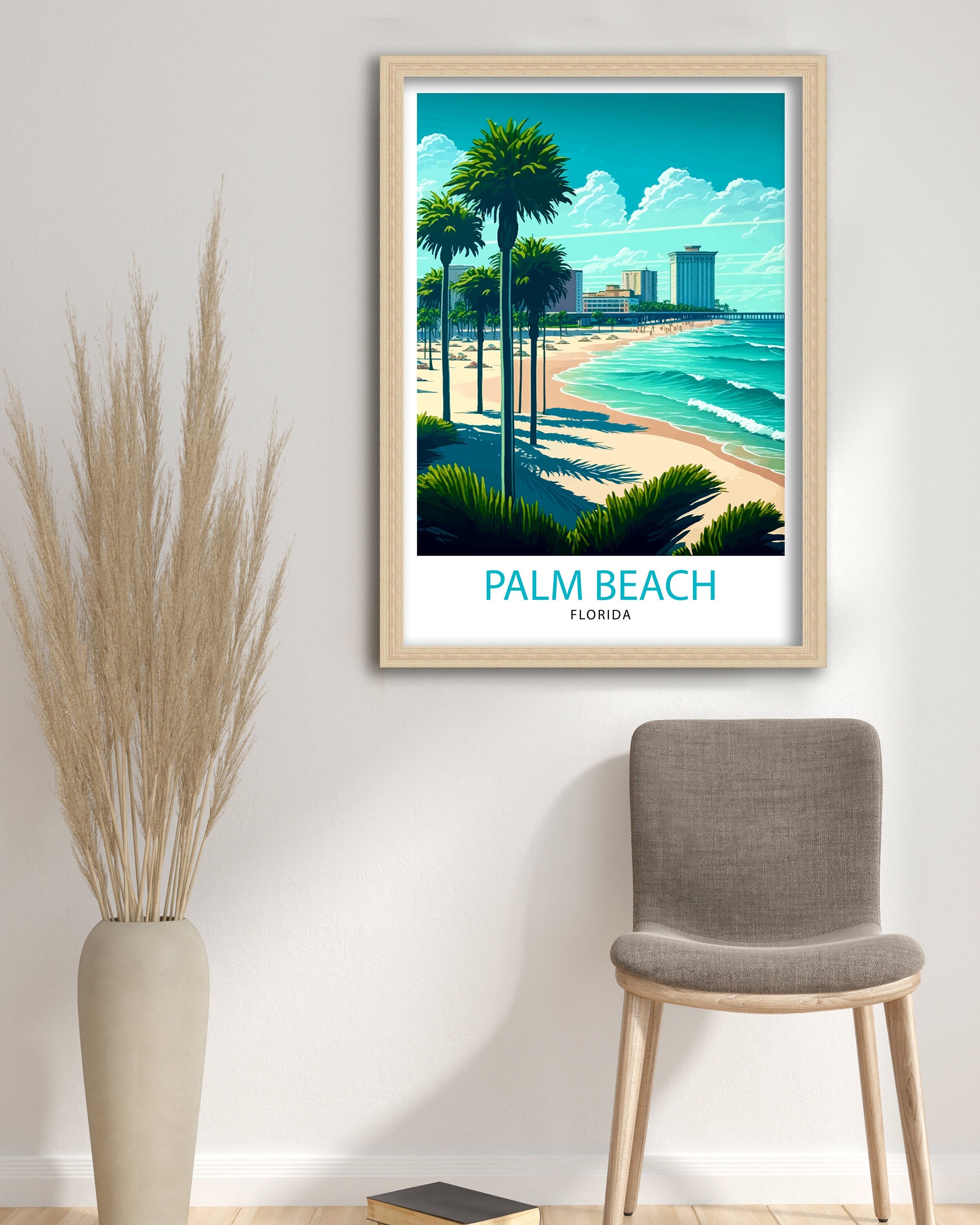 Palm Beach Florida Travel Print Palm Beach Wall Decor Palm Beach Home Living Decor Palm Beach Illustration Travel Poster Gift For Palm Beach