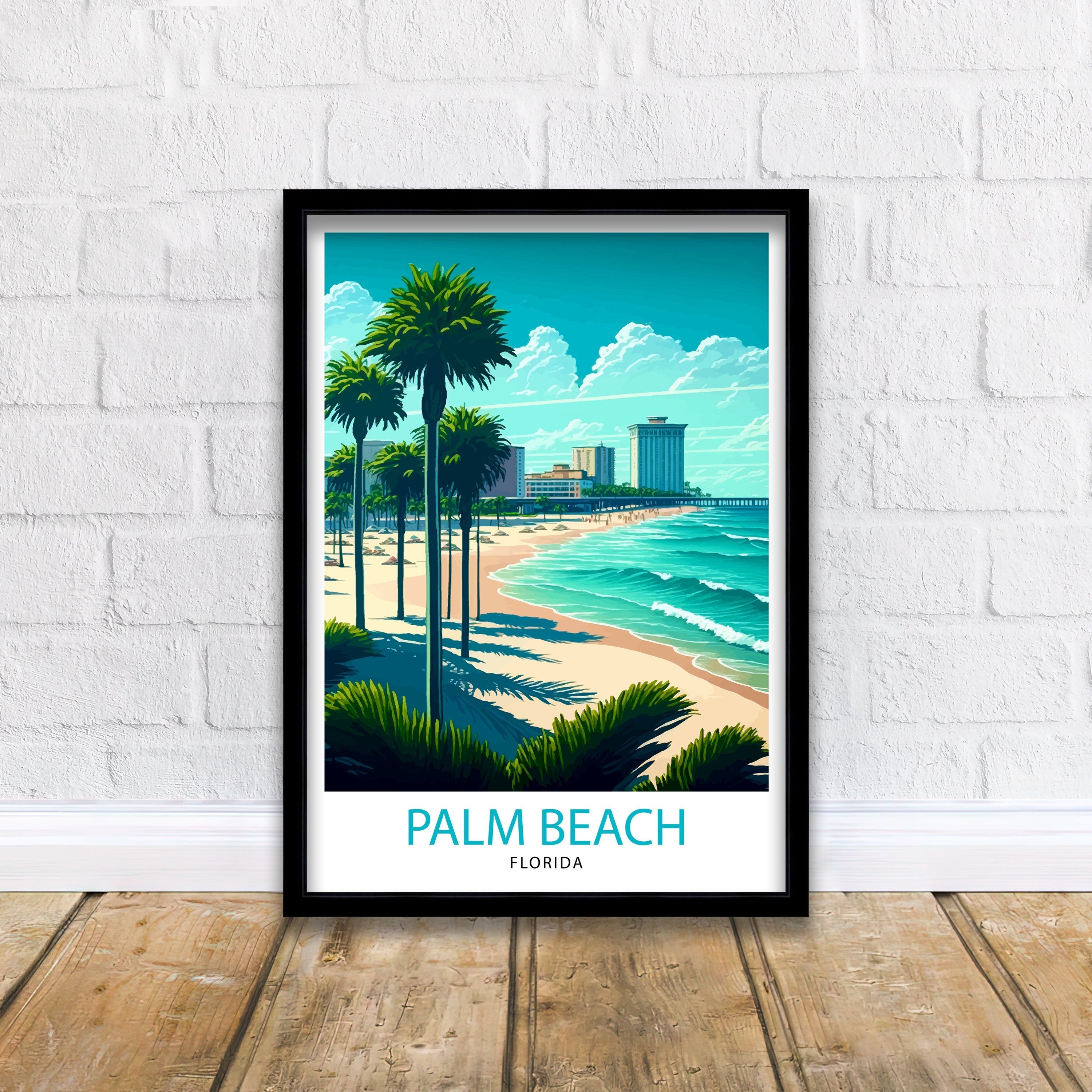 Palm Beach Florida Travel Print Palm Beach Wall Decor Palm Beach Home Living Decor Palm Beach Illustration Travel Poster Gift For Palm Beach