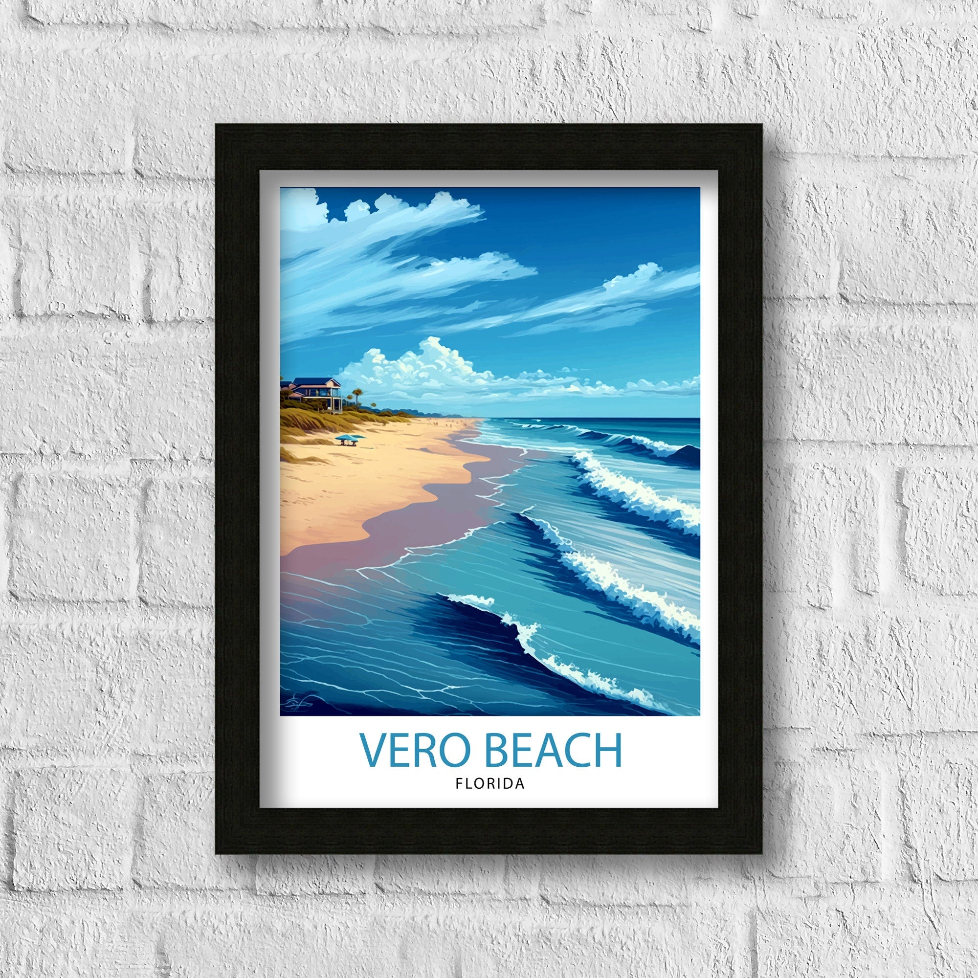 Vero Beach Florida Travel Print| Vero Beach Wall Art Vero Beach Home Decor Vero Beach Illustration Travel Poster Gift For Vero Beach Florida