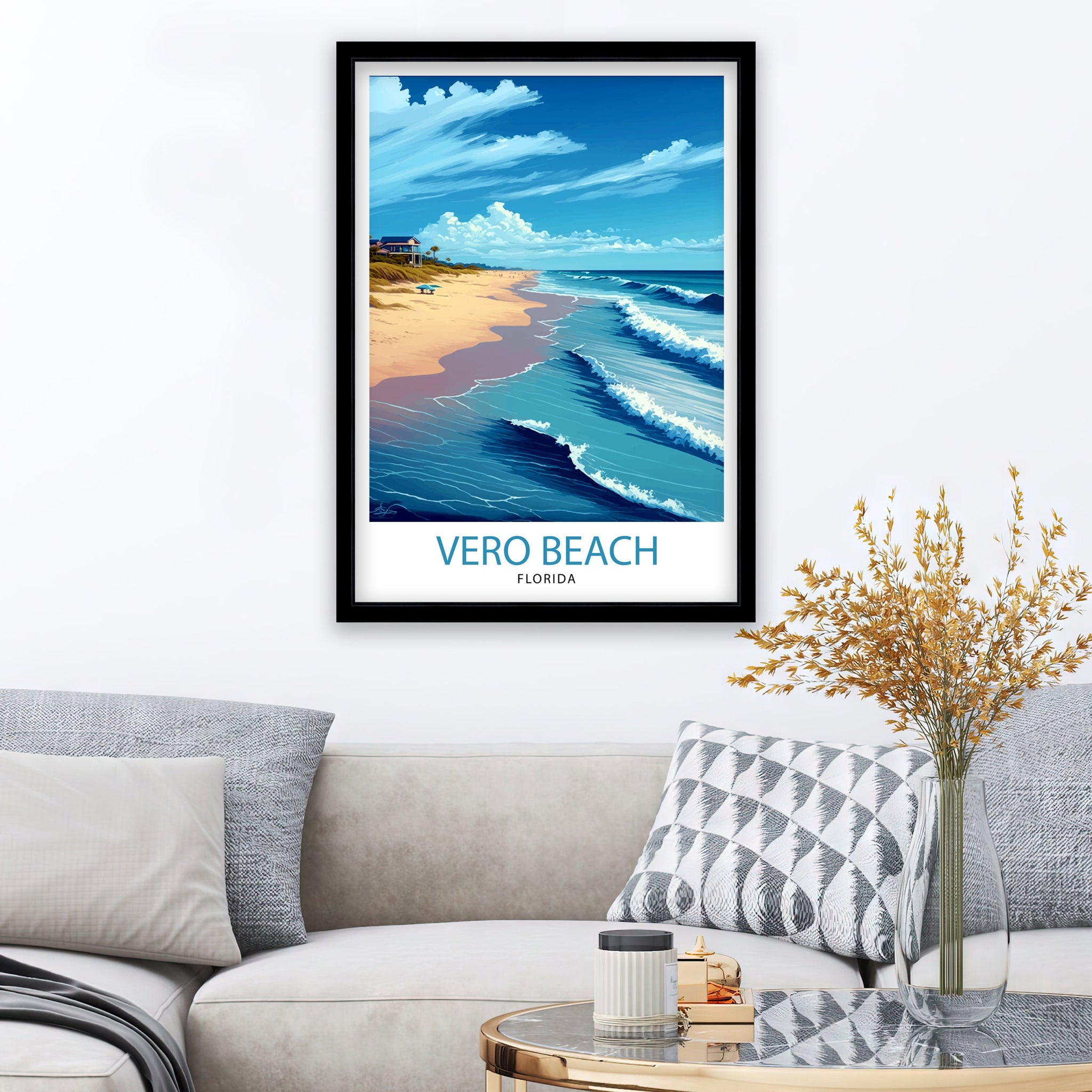 Vero Beach Florida Travel Print| Vero Beach Wall Art Vero Beach Home Decor Vero Beach Illustration Travel Poster Gift For Vero Beach Florida