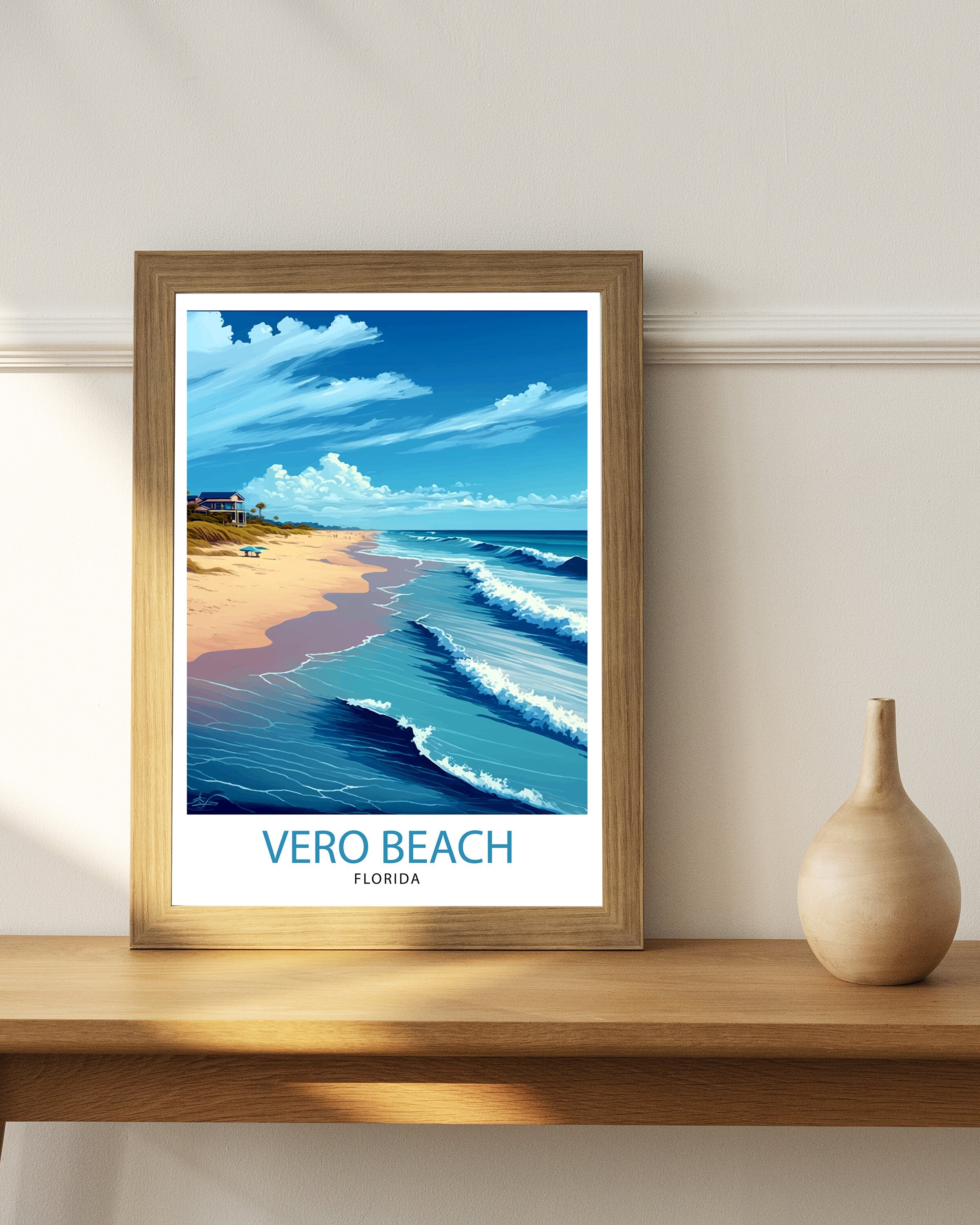 Vero Beach Florida Travel Print| Vero Beach Wall Art Vero Beach Home Decor Vero Beach Illustration Travel Poster Gift For Vero Beach Florida