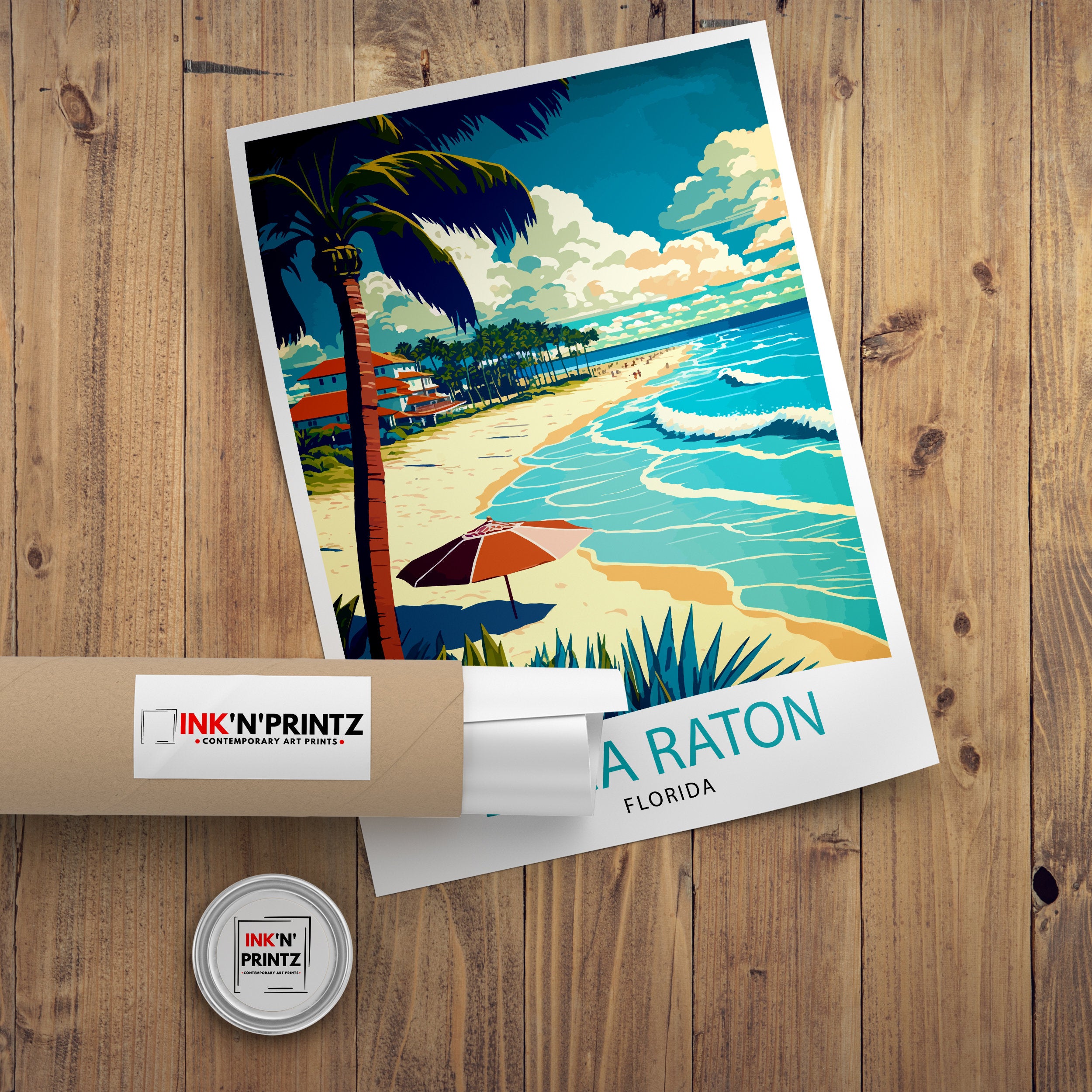 Boca Raton Florida Travel Print| Wall Decor, Home Living Decor Florida Illustration Travel Poster Gift for Boca Raton Florida Home Decor