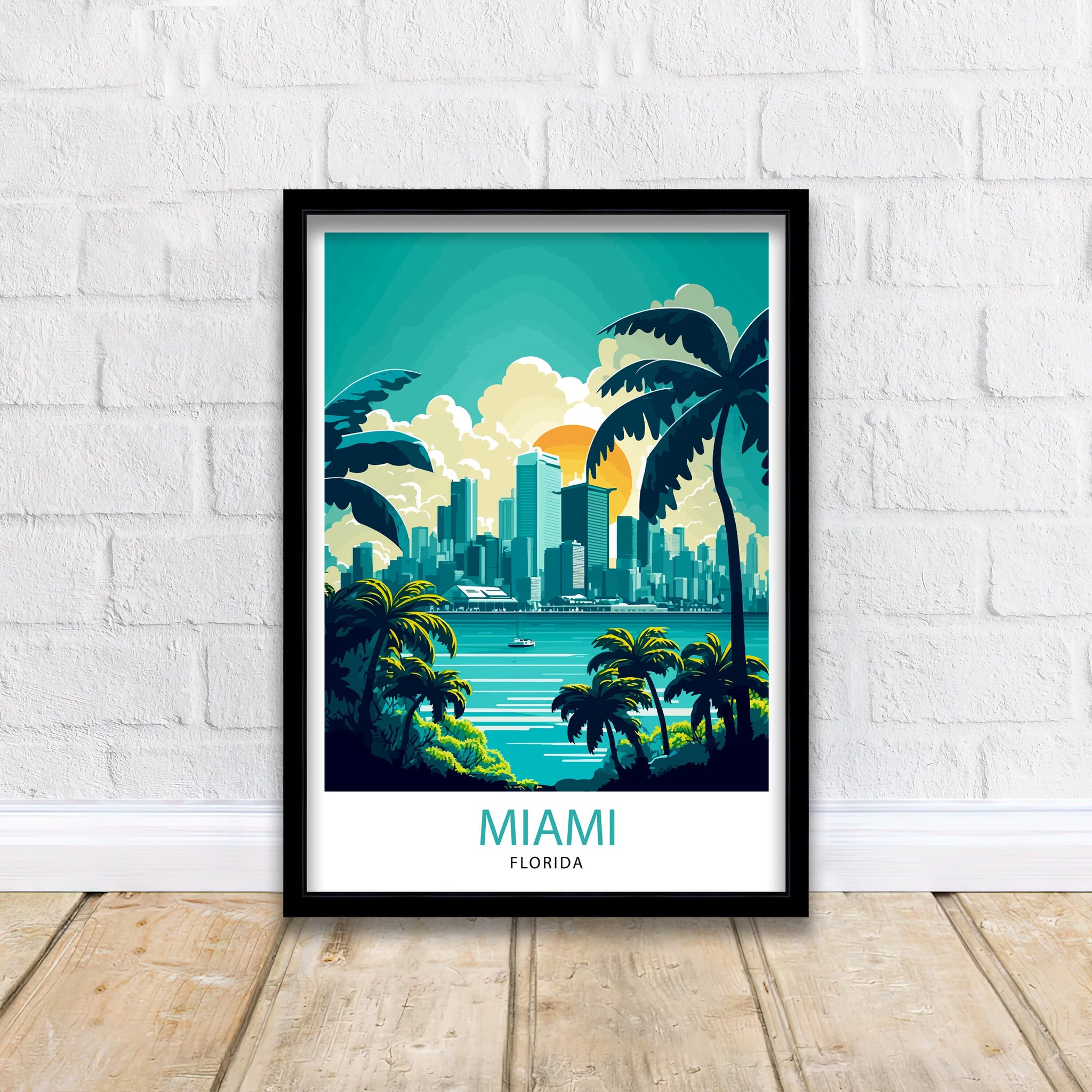 Miami Florida Travel Print | Vibrant City Illustration