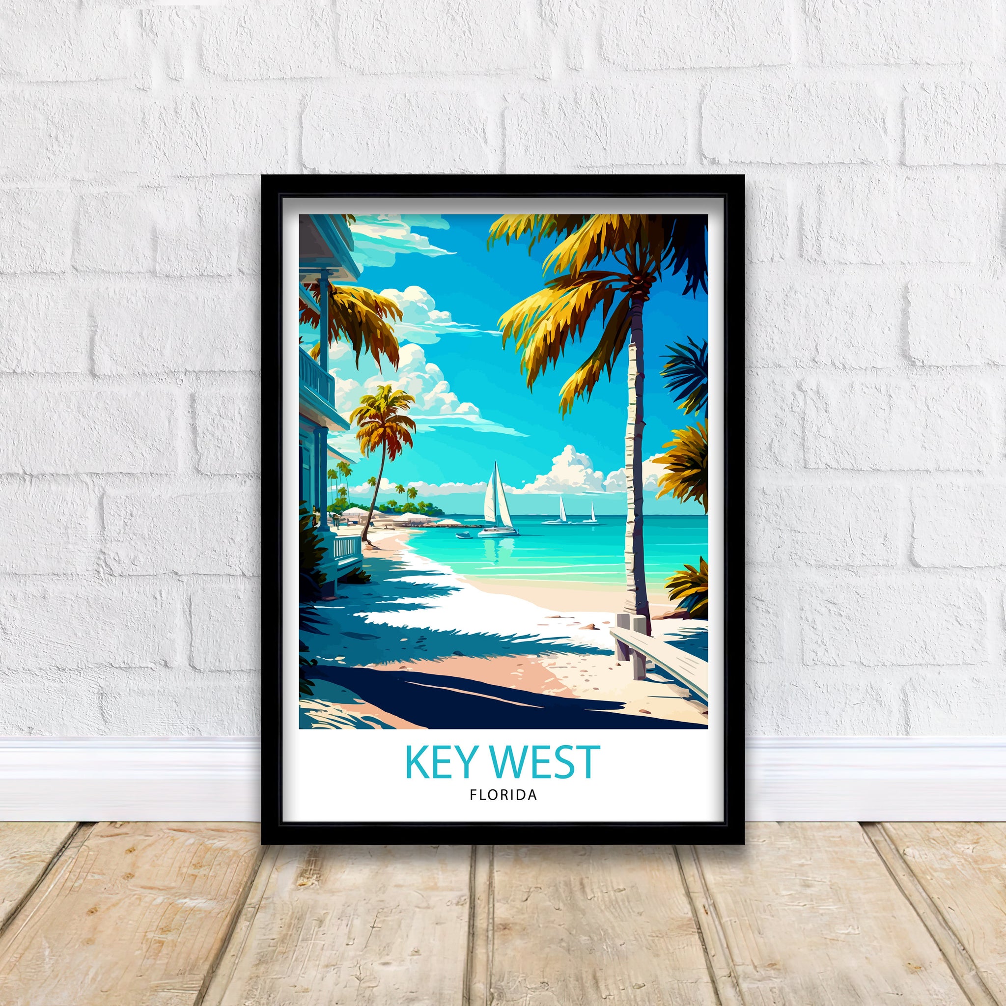 Key West Florida Travel Print| Key West Wall Decor Key West Home Living Decor Key West Illustration Travel Poster Gift For Key West Florida