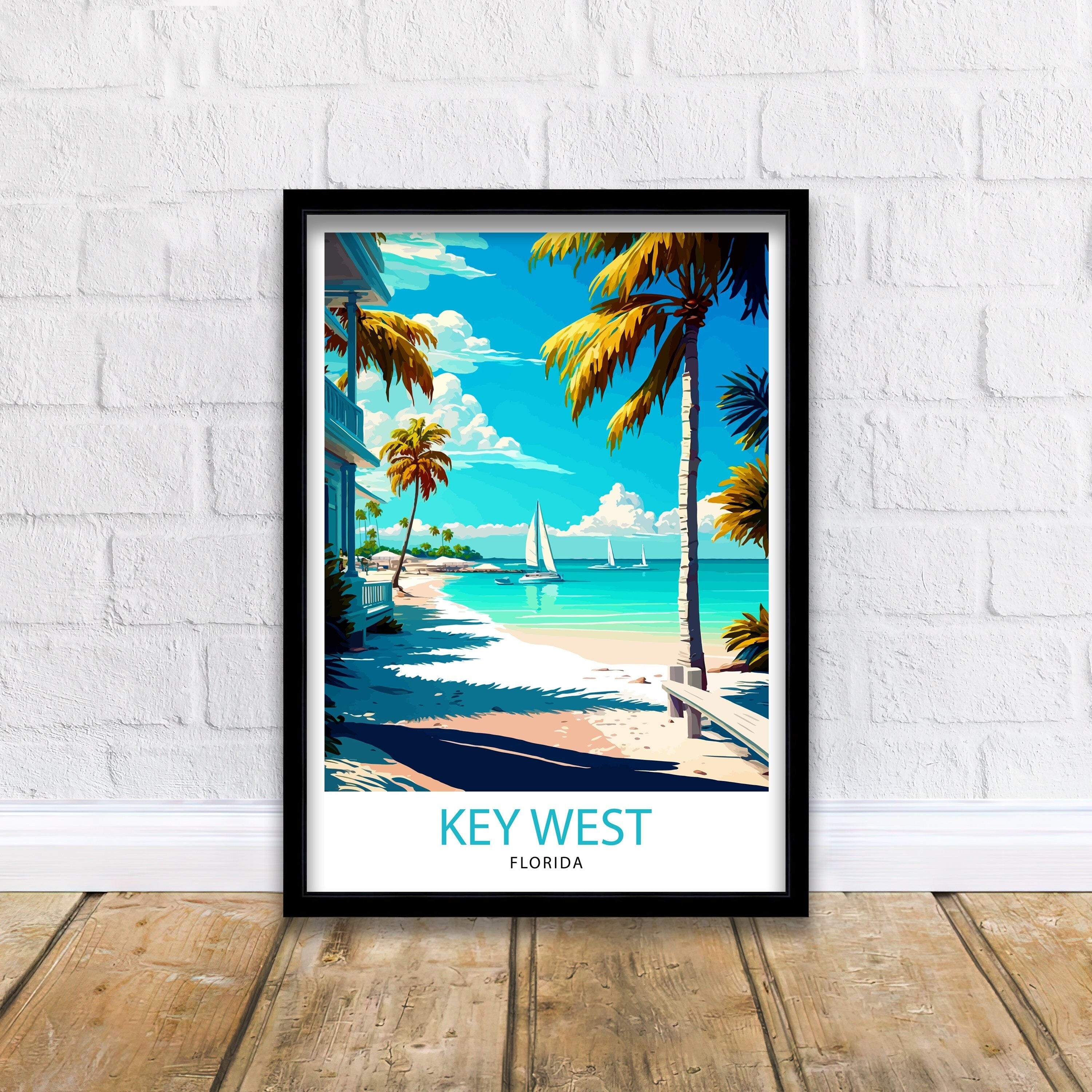 Key West Florida Travel Print| Key West Wall Decor Key West Home Living Decor Key West Illustration Travel Poster Gift For Key West Florida