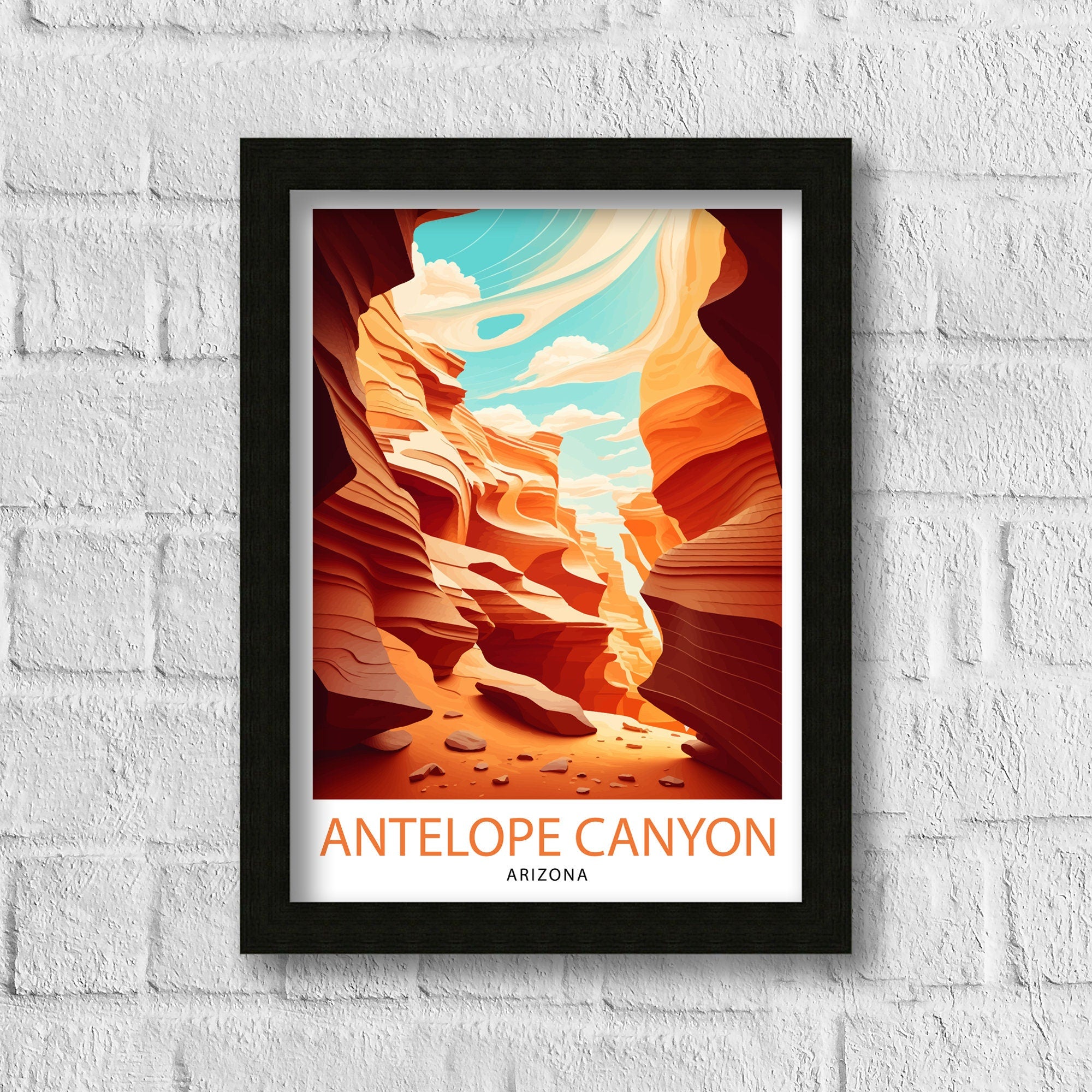 Antelope Canyon Arizona Travel Print| Wall Art Decor Antelope Canyon Illustration Travel Poster Gift for Arizona Lovers Home Living Decor