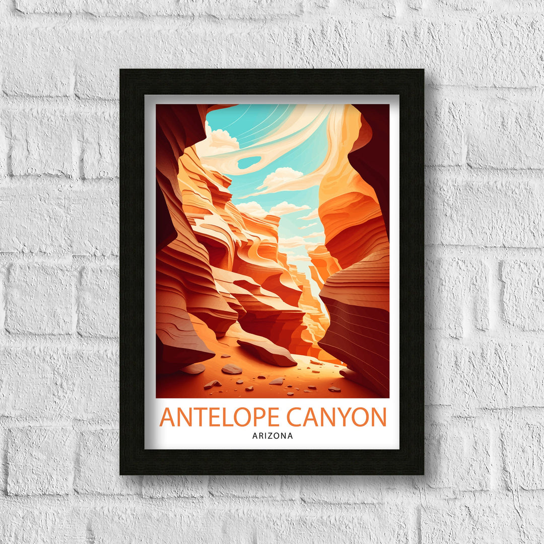 Antelope Canyon Arizona Travel Print| Wall Art Decor Antelope Canyon Illustration Travel Poster Gift for Arizona Lovers Home Living Decor