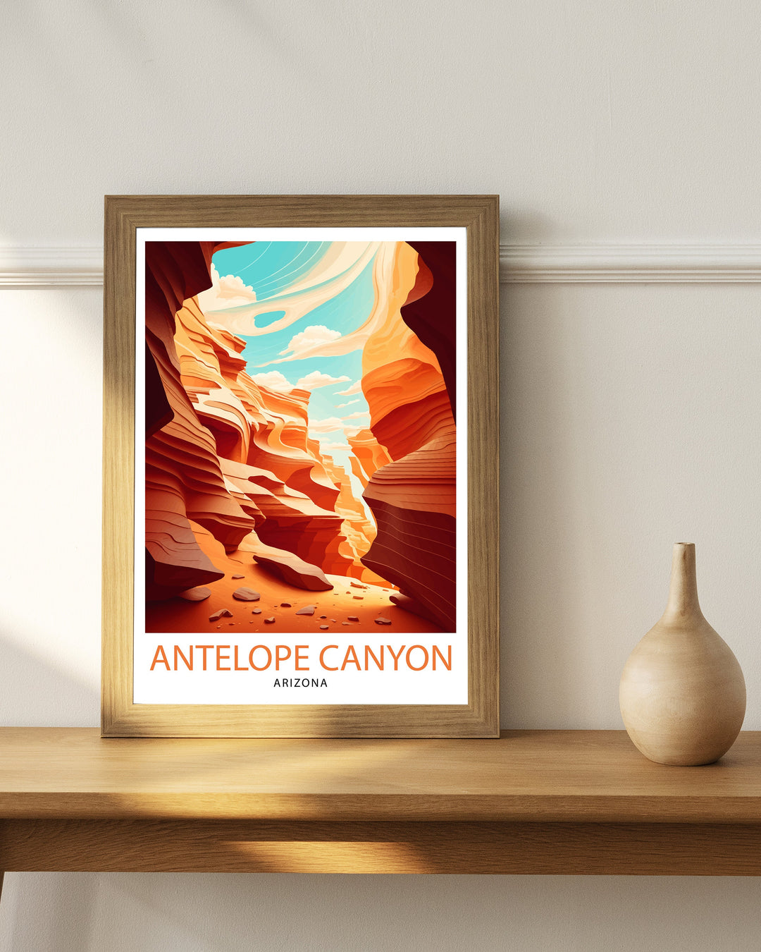 Antelope Canyon Arizona Travel Print| Wall Art Decor Antelope Canyon Illustration Travel Poster Gift for Arizona Lovers Home Living Decor