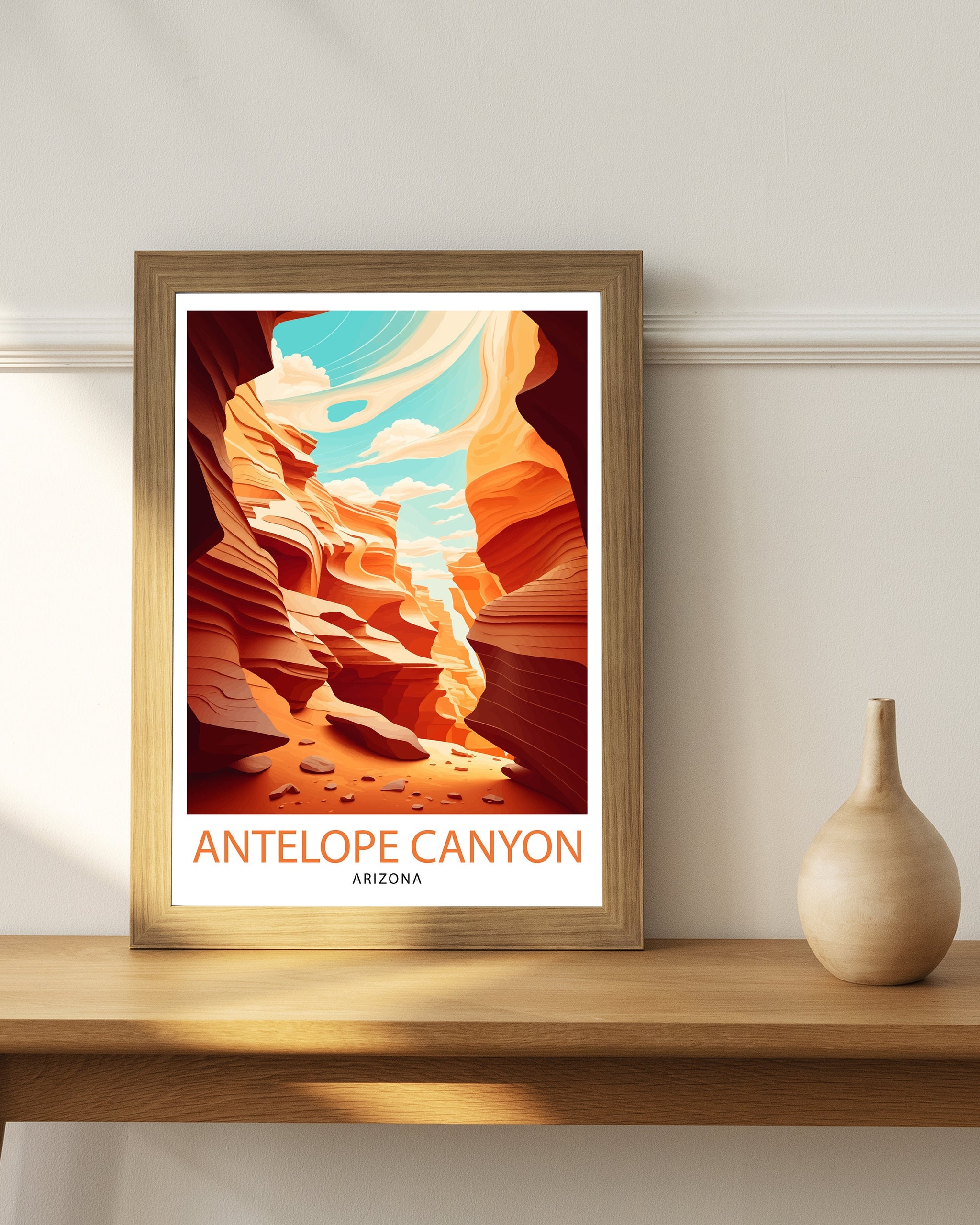 Antelope Canyon Arizona Travel Print| Wall Art Decor Antelope Canyon Illustration Travel Poster Gift for Arizona Lovers Home Living Decor