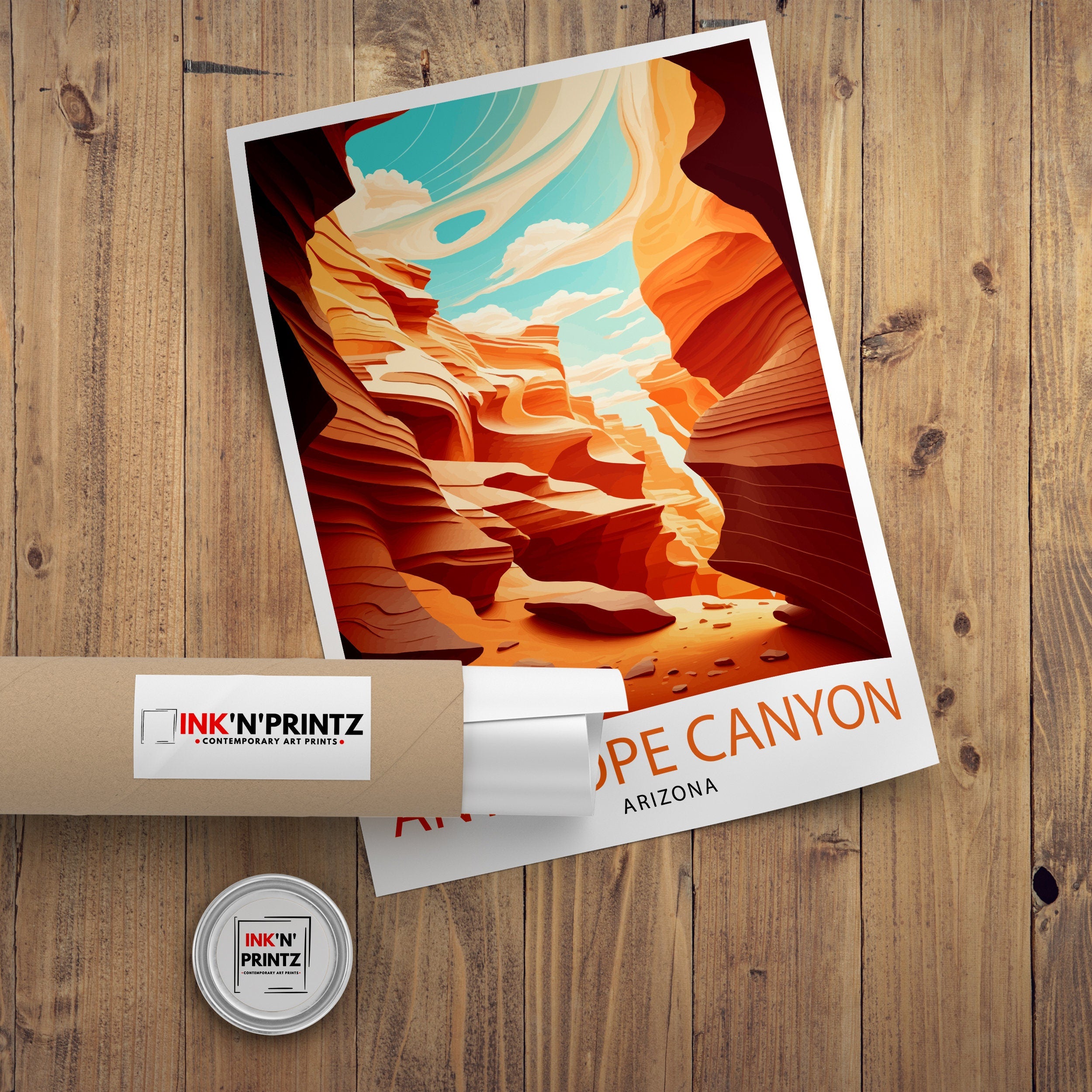 Antelope Canyon Arizona Travel Print| Wall Art Decor Antelope Canyon Illustration Travel Poster Gift for Arizona Lovers Home Living Decor