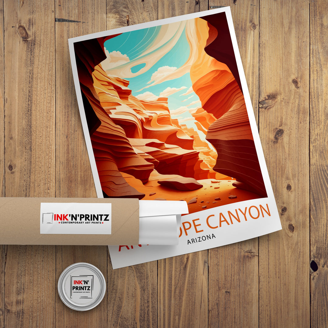 Antelope Canyon Arizona Travel Print| Wall Art Decor Antelope Canyon Illustration Travel Poster Gift for Arizona Lovers Home Living Decor