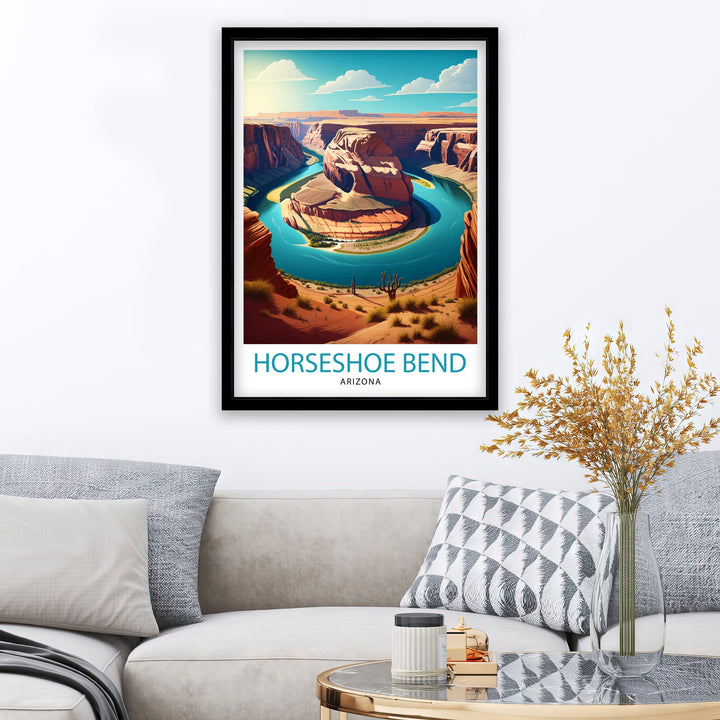 Horseshoe Bend Arizona Travel Print| Arizona Wall Art Arizona Home Decor Arizona Illustration Travel Poster Gift Horseshoe Bend Home Decor