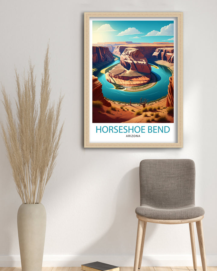 Horseshoe Bend Arizona Travel Print| Arizona Wall Art Arizona Home Decor Arizona Illustration Travel Poster Gift Horseshoe Bend Home Decor