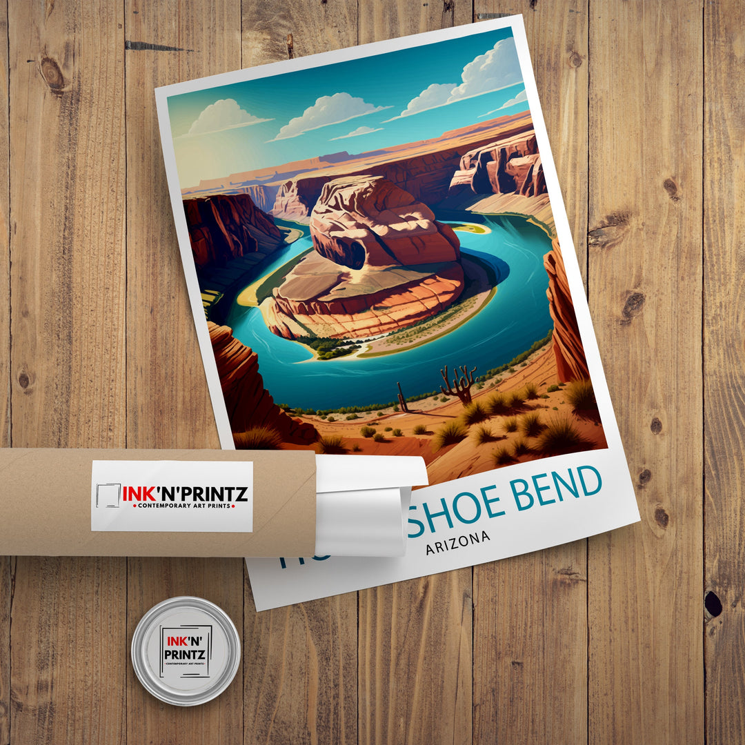 Horseshoe Bend Arizona Travel Print| Arizona Wall Art Arizona Home Decor Arizona Illustration Travel Poster Gift Horseshoe Bend Home Decor
