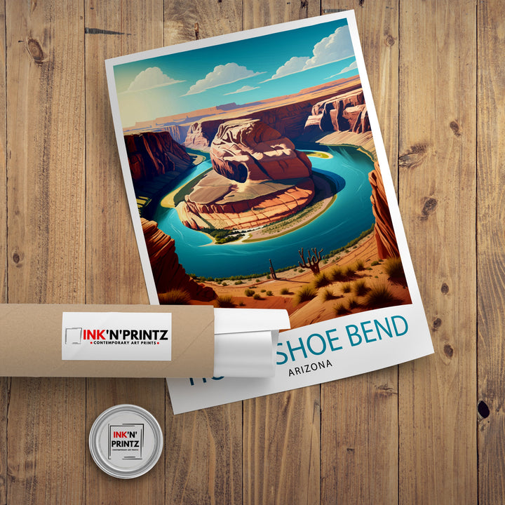 Horseshoe Bend Arizona Travel Print| Arizona Wall Art Arizona Home Decor Arizona Illustration Travel Poster Gift Horseshoe Bend Home Decor