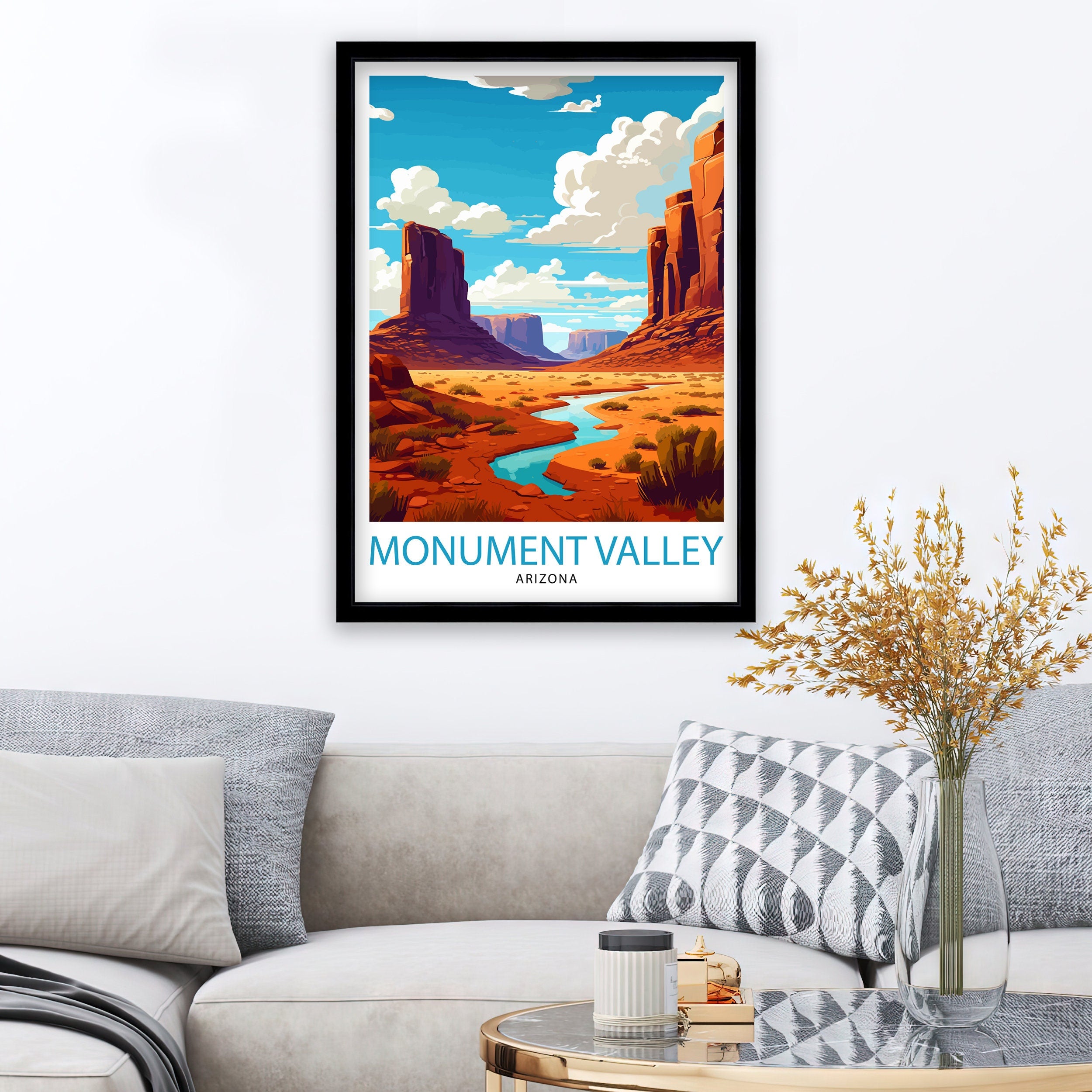 Monument Valley Travel Print| Wall Decor Home Living Decor Monument Valley Illustration Travel Poster Gift for Monument Valley Arizona Home