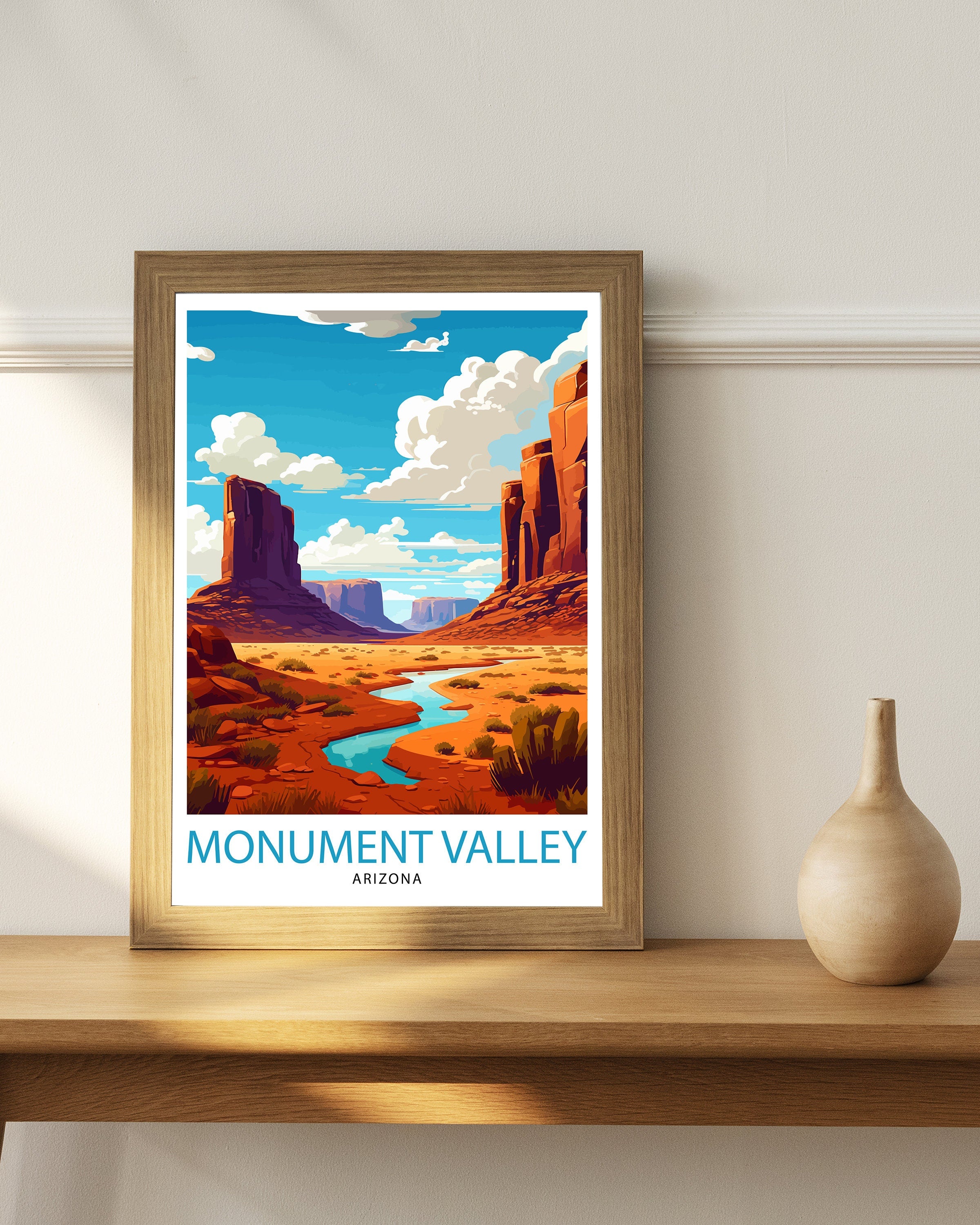 Monument Valley Travel Print| Wall Decor Home Living Decor Monument Valley Illustration Travel Poster Gift for Monument Valley Arizona Home