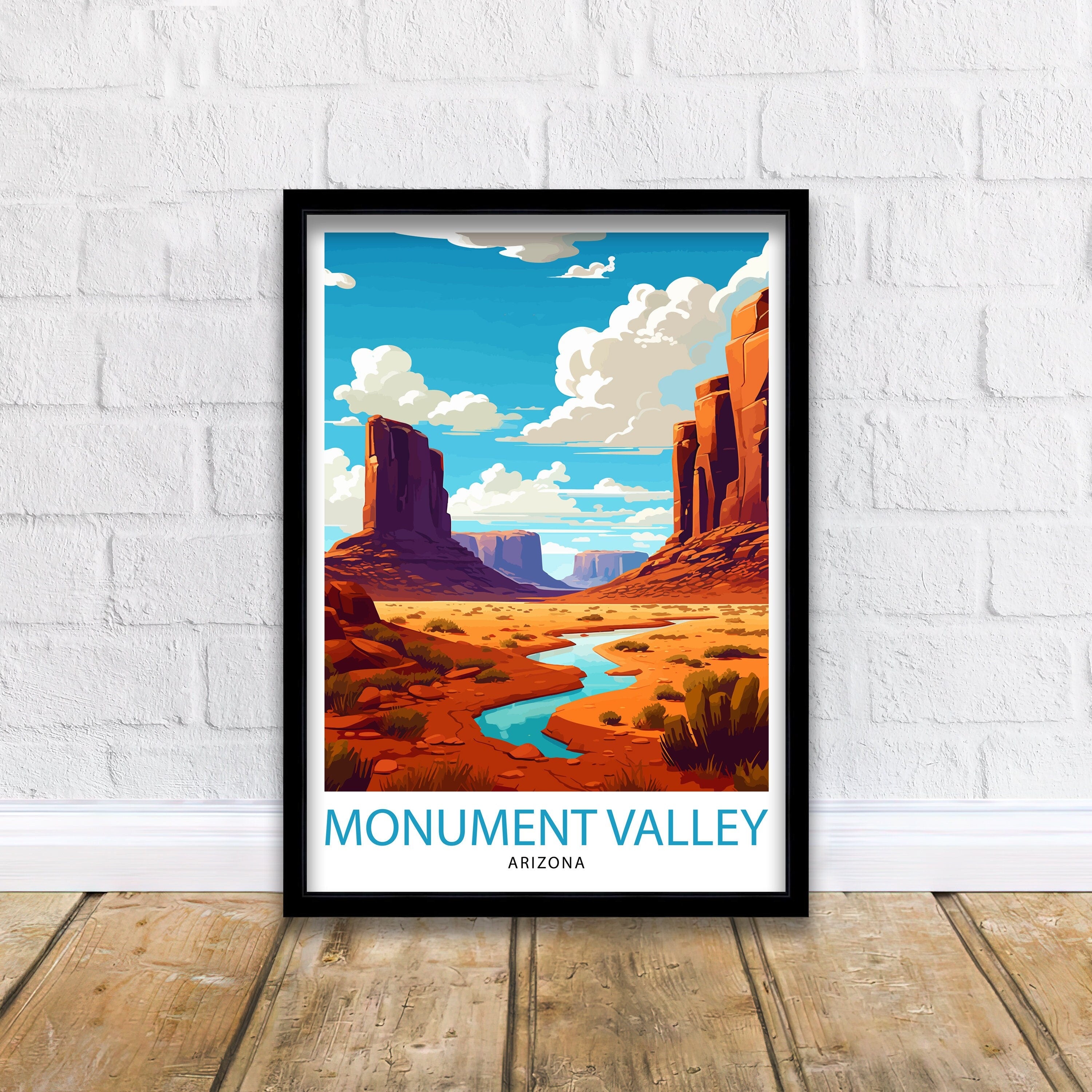 Monument Valley Travel Print| Wall Decor Home Living Decor Monument Valley Illustration Travel Poster Gift for Monument Valley Arizona Home