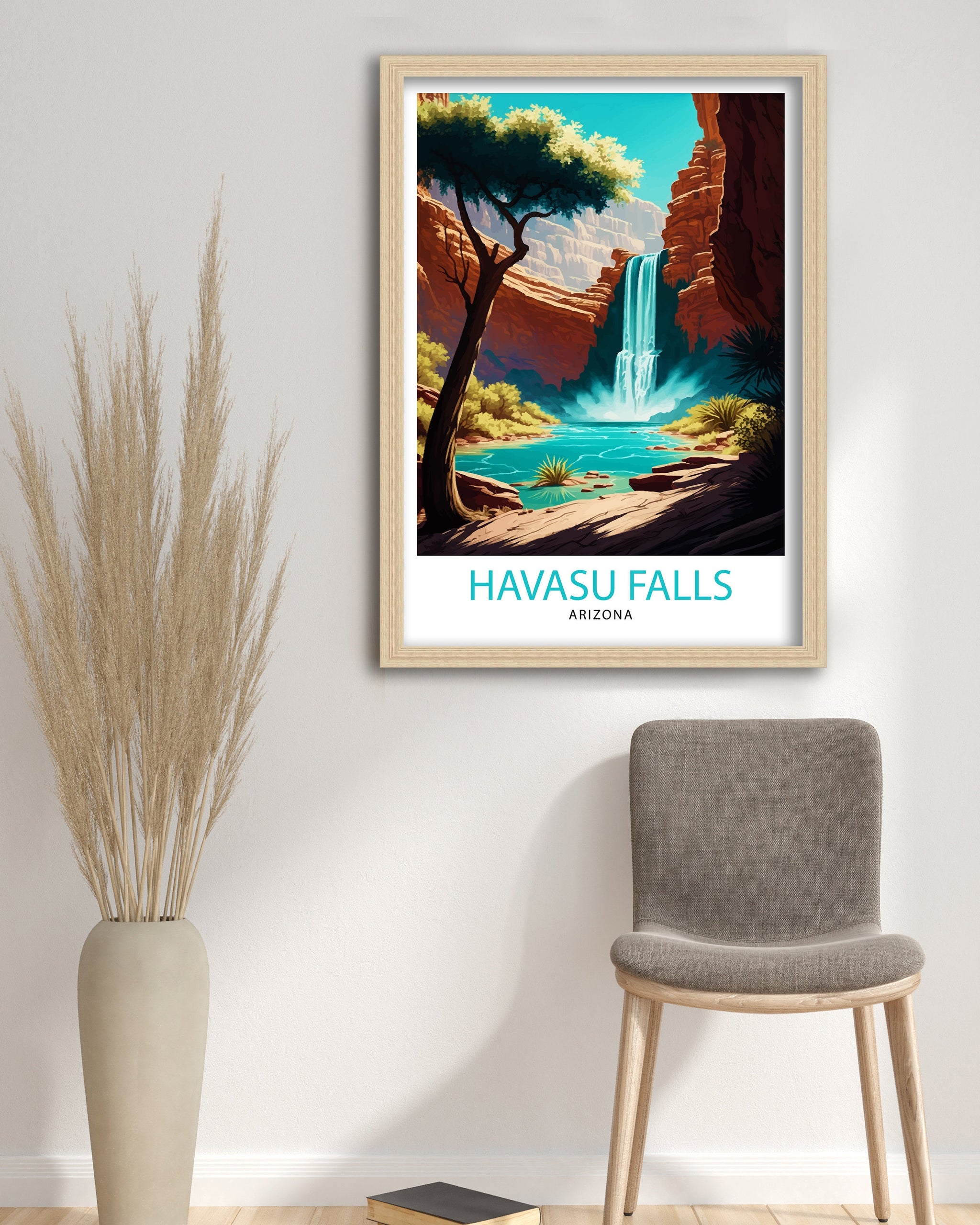 Havasu Falls Arizona Travel Print| Wall Decor, Home Living Decor Havasu Falls Illustration Travel Poster, Gift For Havasu Falls